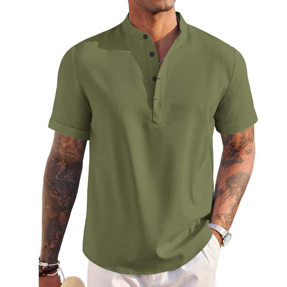 Linen Henley Shirt Casual Summer Beach T Shirts