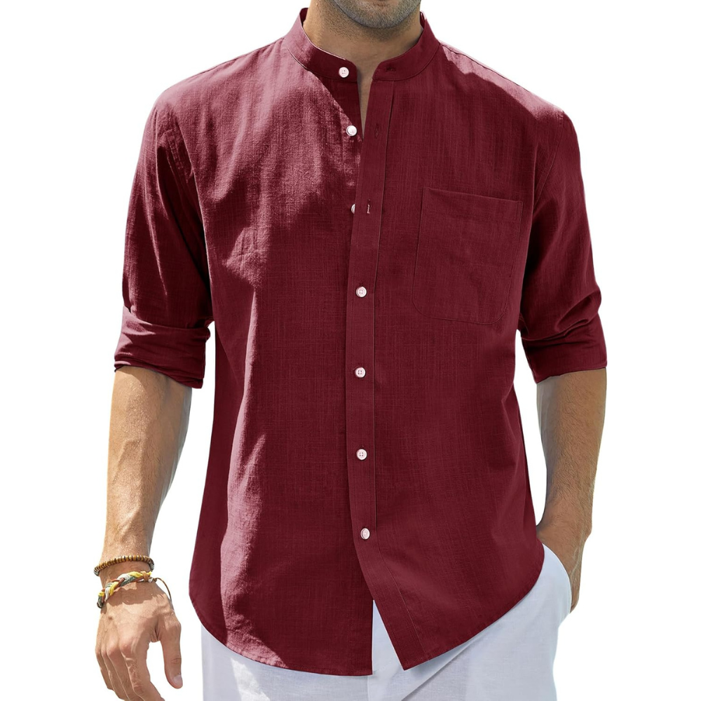 Casual Button Down Linen Shirt for Men