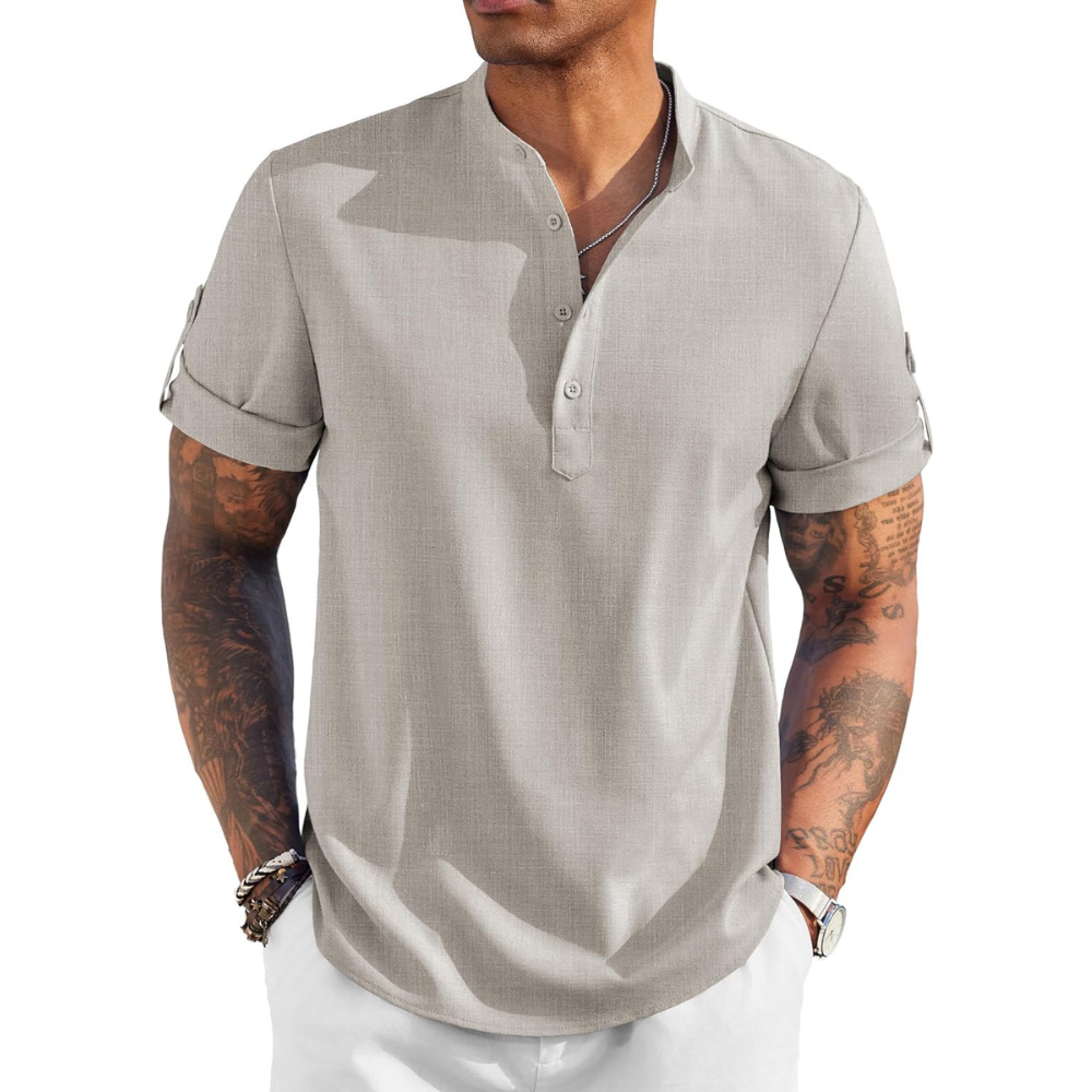Casual Linen Henley Beach Hippie Summer Shirt