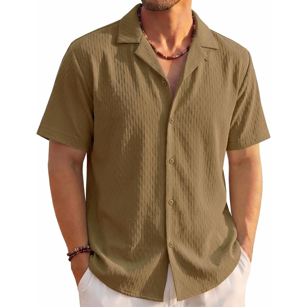 Lightweight Textured Beach Shirt For Summer