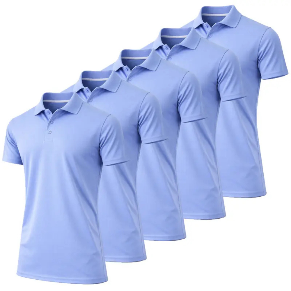 Pack Of 5 Moisture Wicking Polo Collar Shirts