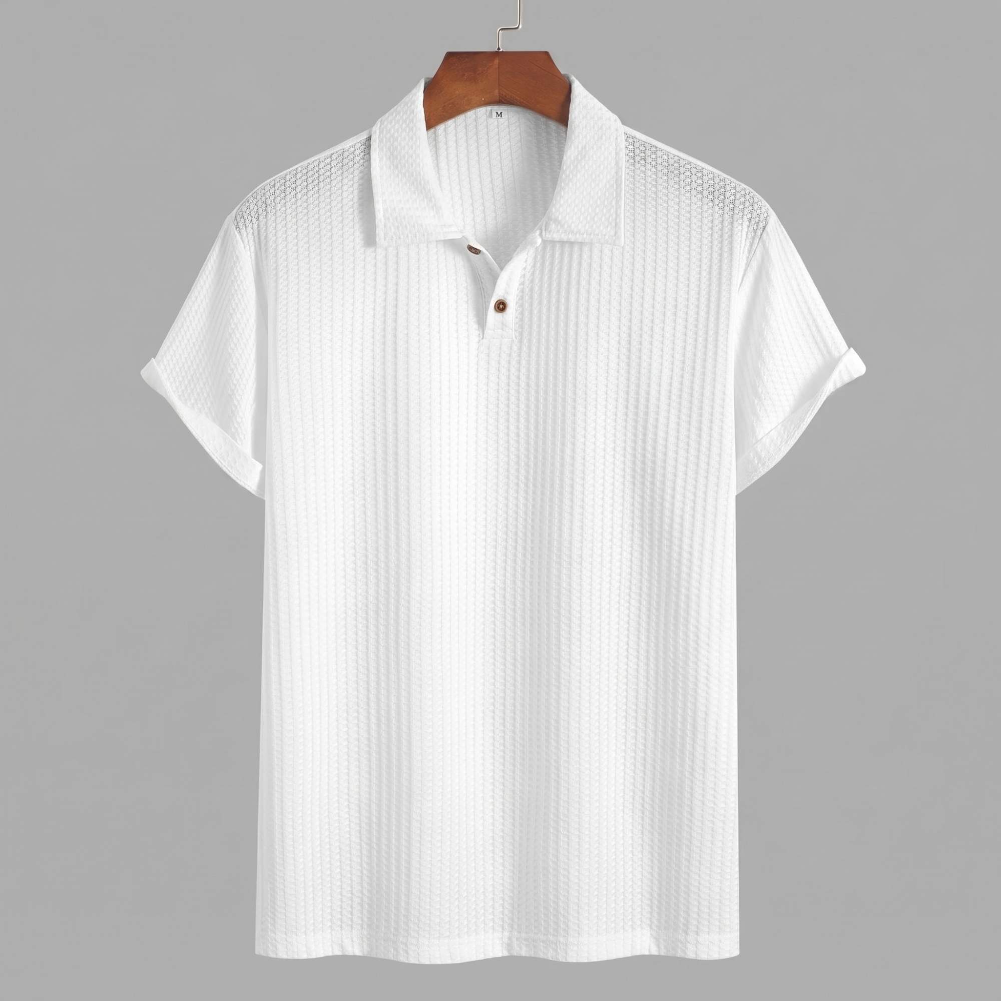 Plain Jacquard Knit Polo Shirt Regular Fit