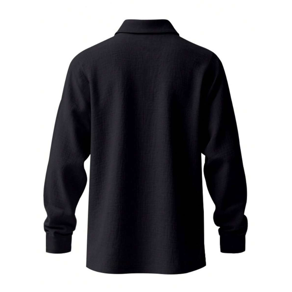 Linen Long Sleeve Polo Shirt For Spring