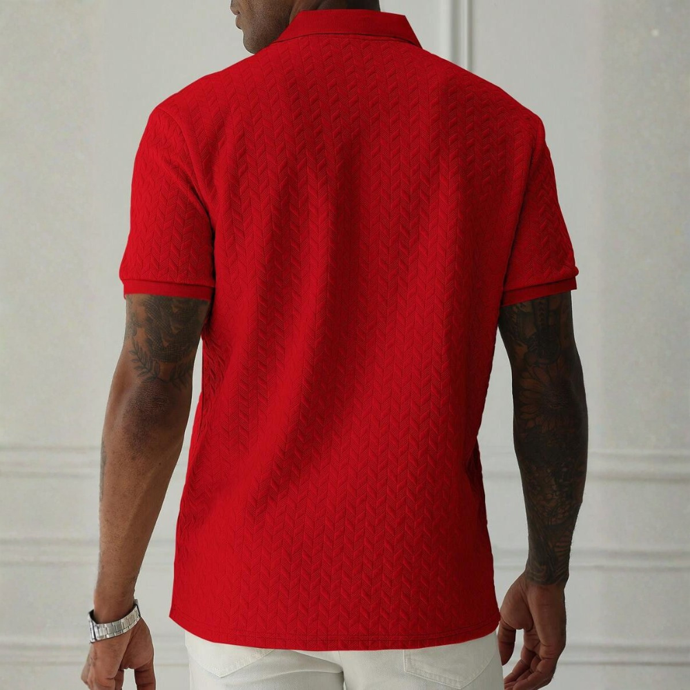 Textured Short Sleeve Polo Shirt For Men