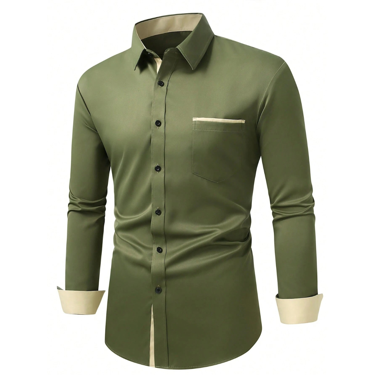Long Sleeve Casual Formal Shirt With Contrast Design For Men