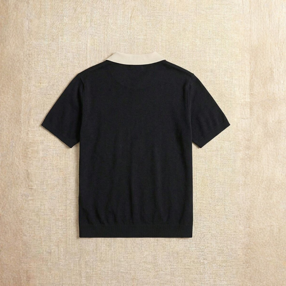 Striped Short Sleeve Knit Polo Shirt For Men
