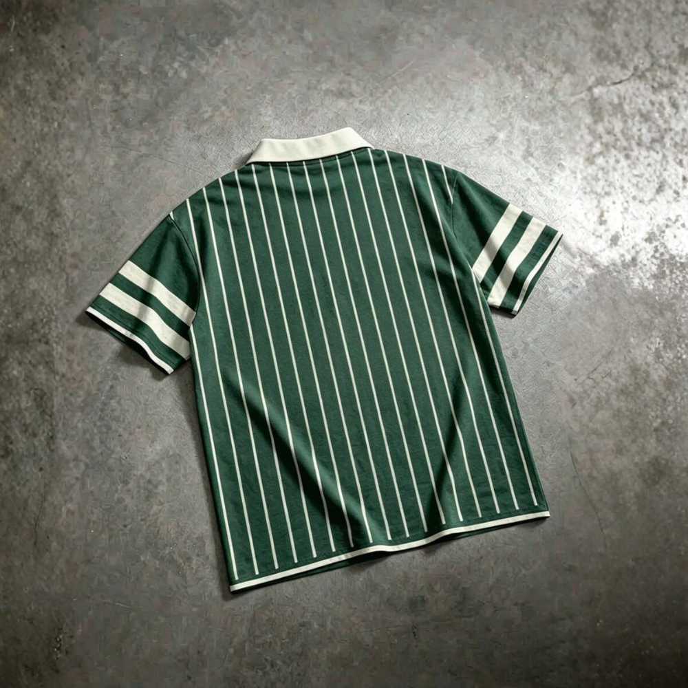 Casual Striped Letter Print Polo Shirt For Men