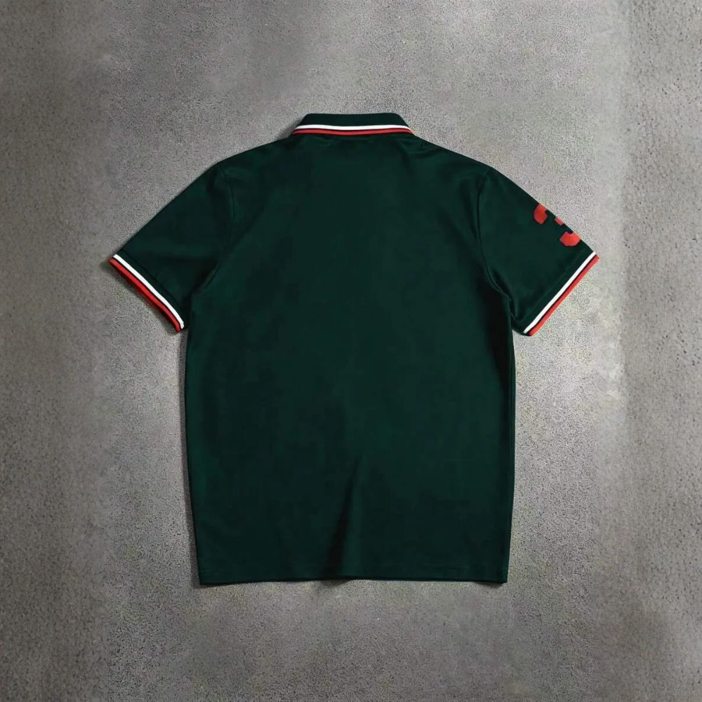 Letter Printed Front Buttoned Short Sleeve Polo Shirt