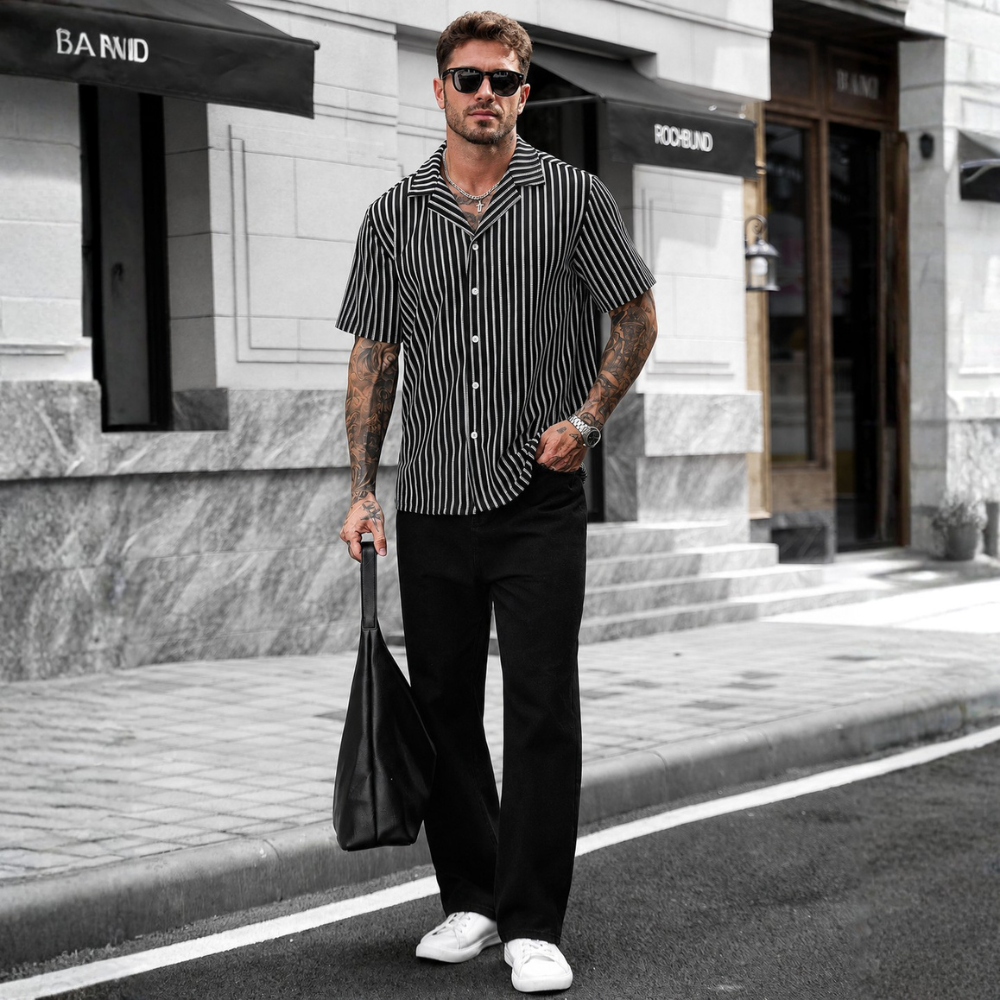 Casual Knit Jacquard Versatile Loose Shirt For Men
