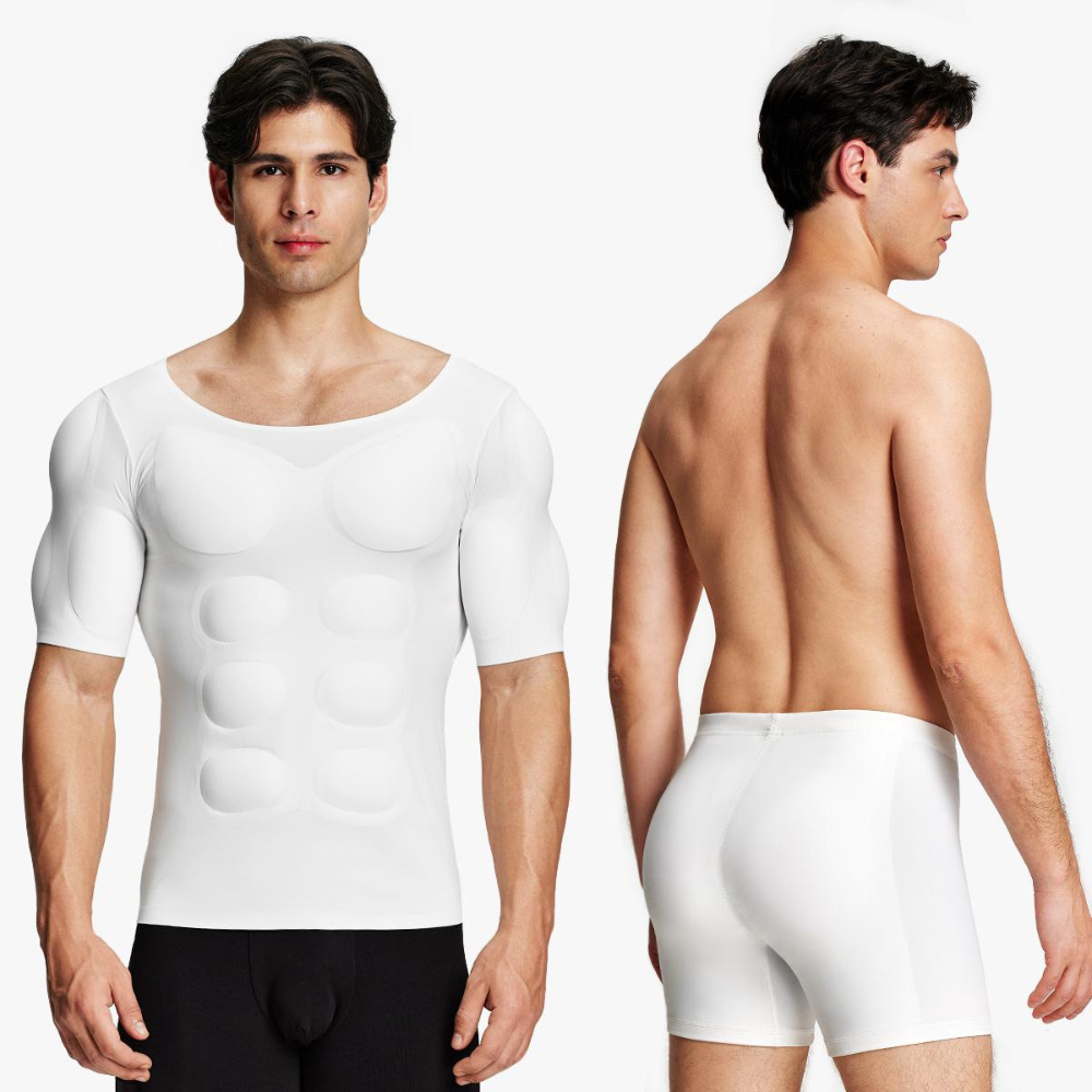 Invisible Seamless Muscle Enhancing T Shirt With Removable Pads