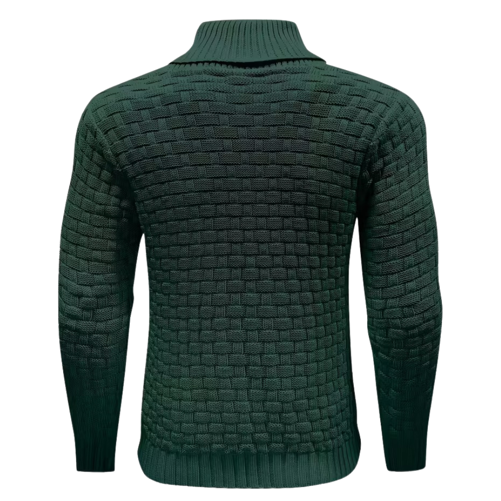 Casual Waffle Knit Lapel Button Sweater For Men