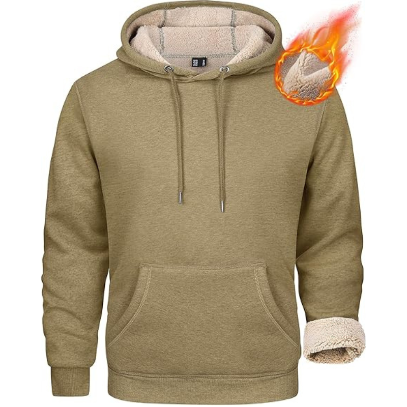 Mens Heavy Hoodie Sherpa Fleece Lined Pullover Thick Winter Hooded Sweatshirt