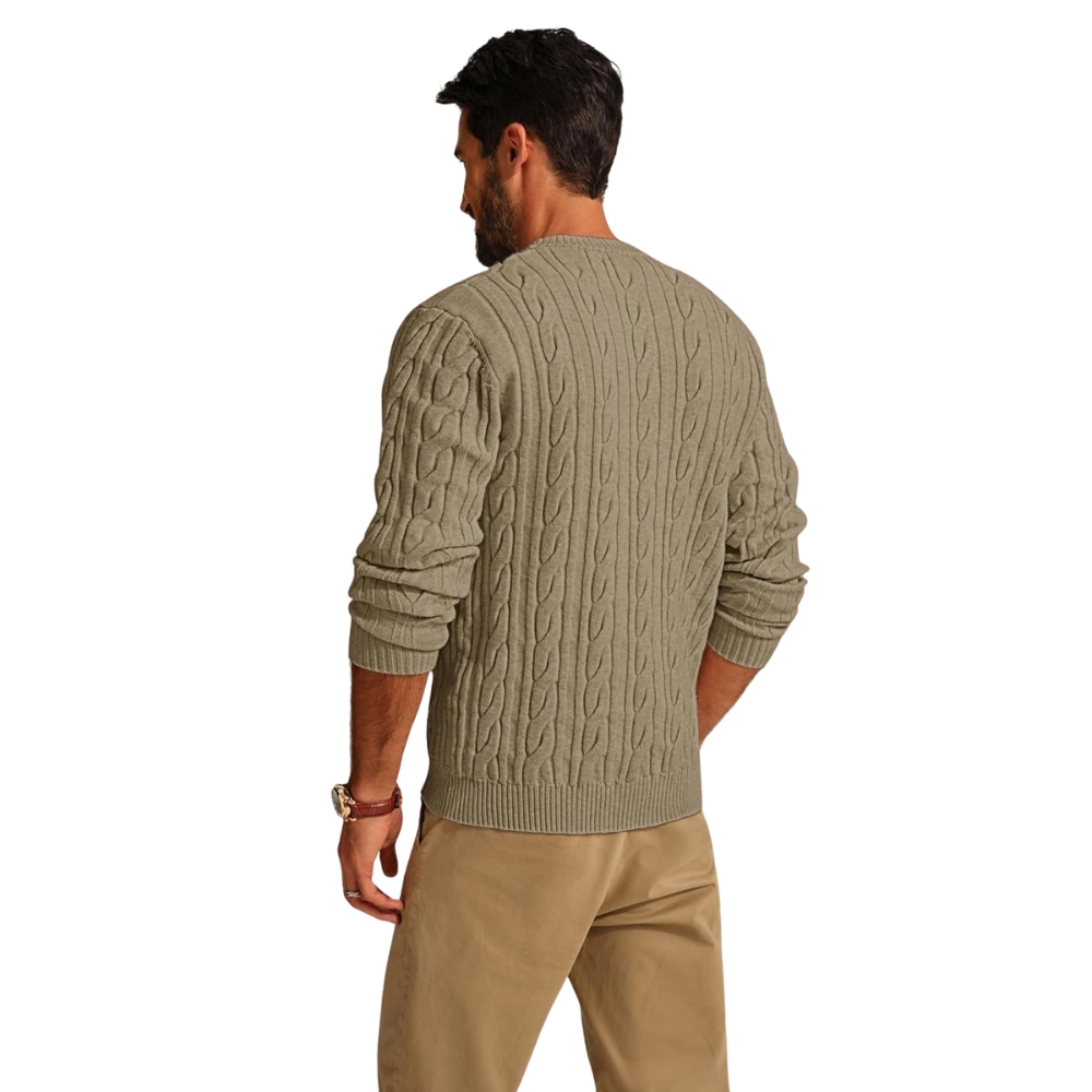 Mens Sweater Crewneck Cable Knit Pullover Sweater Casual Twist Textured Sweaters