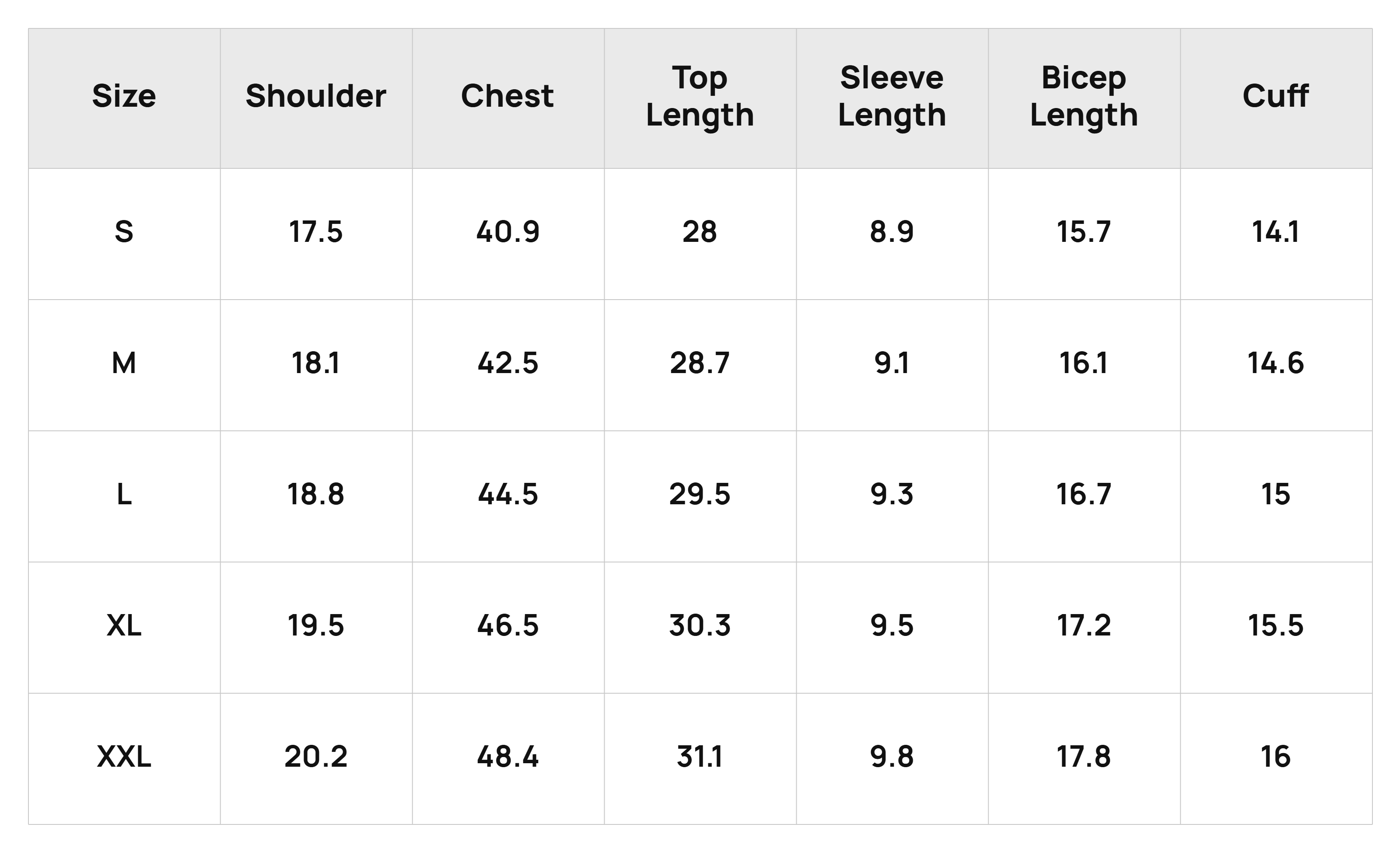 Size Chart