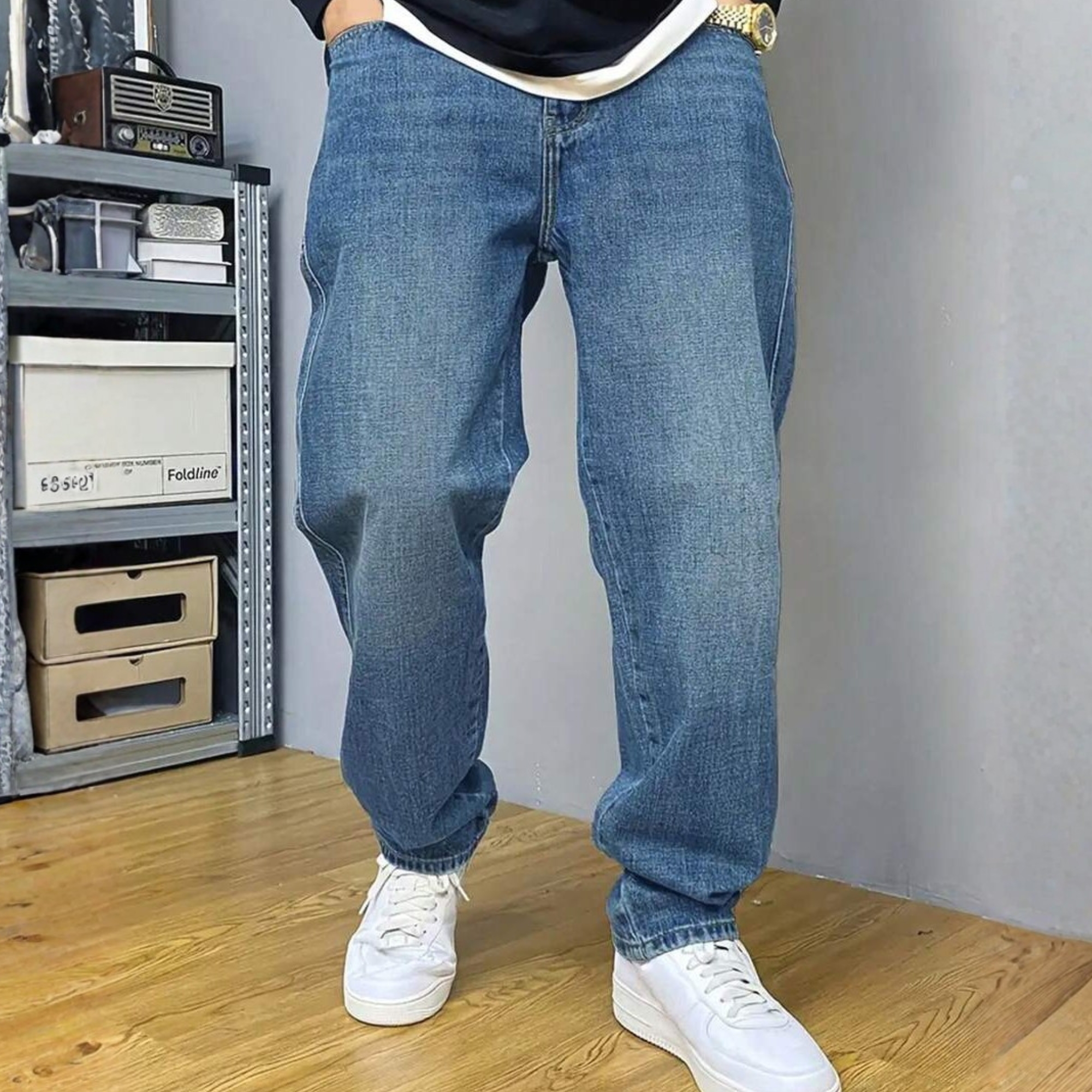 Washed Loose Straight Pants With Pockets For Men