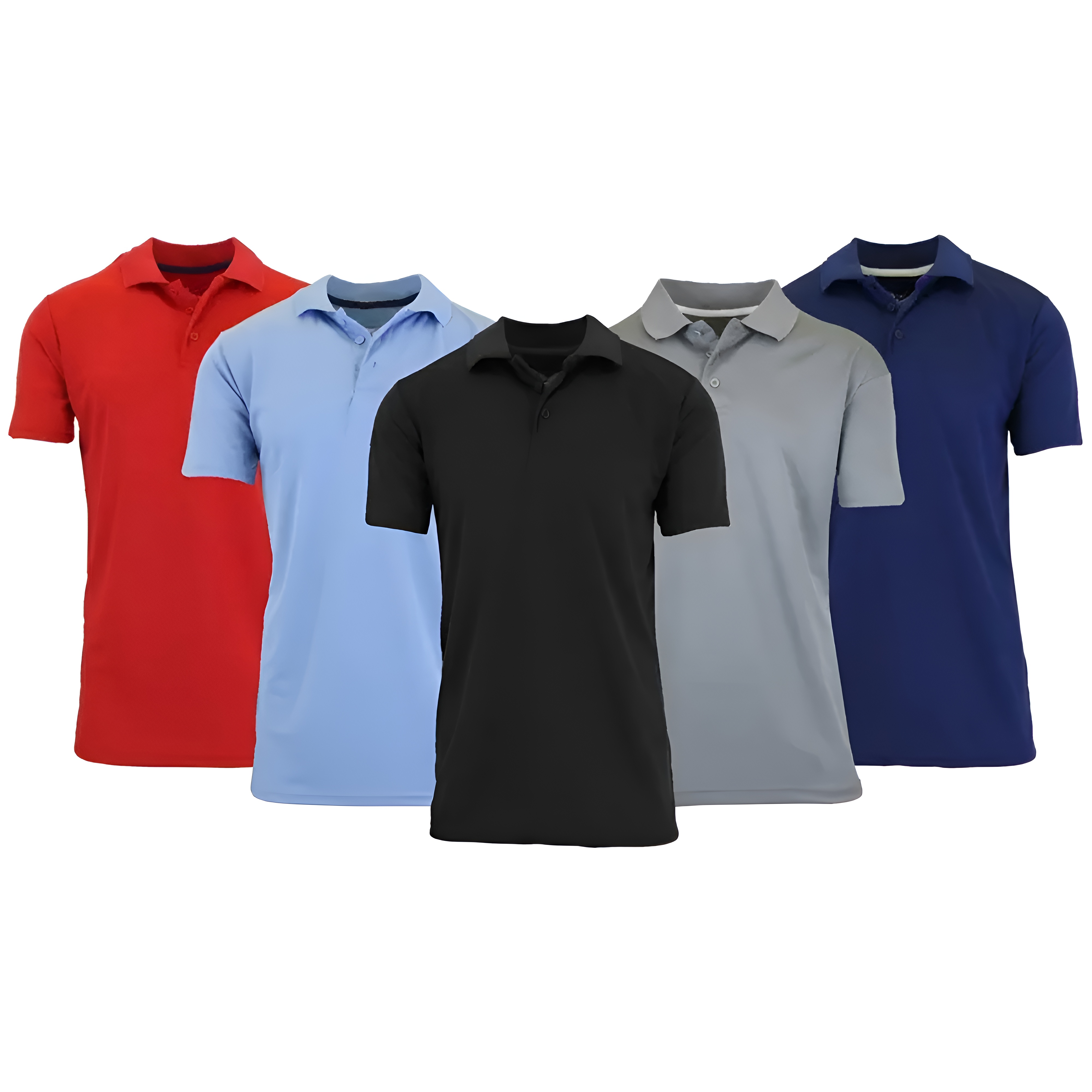 Pack Of 5 Dry Fit Moisture Wicking Polo T Shirts With Ribbed Sleeve For Men