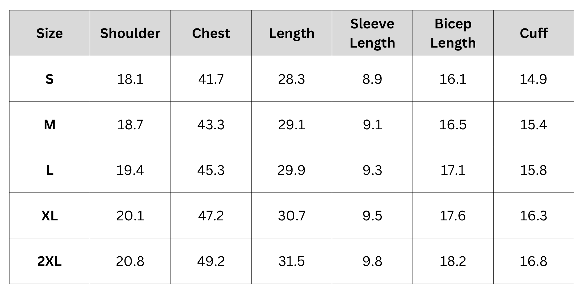 Size Chart