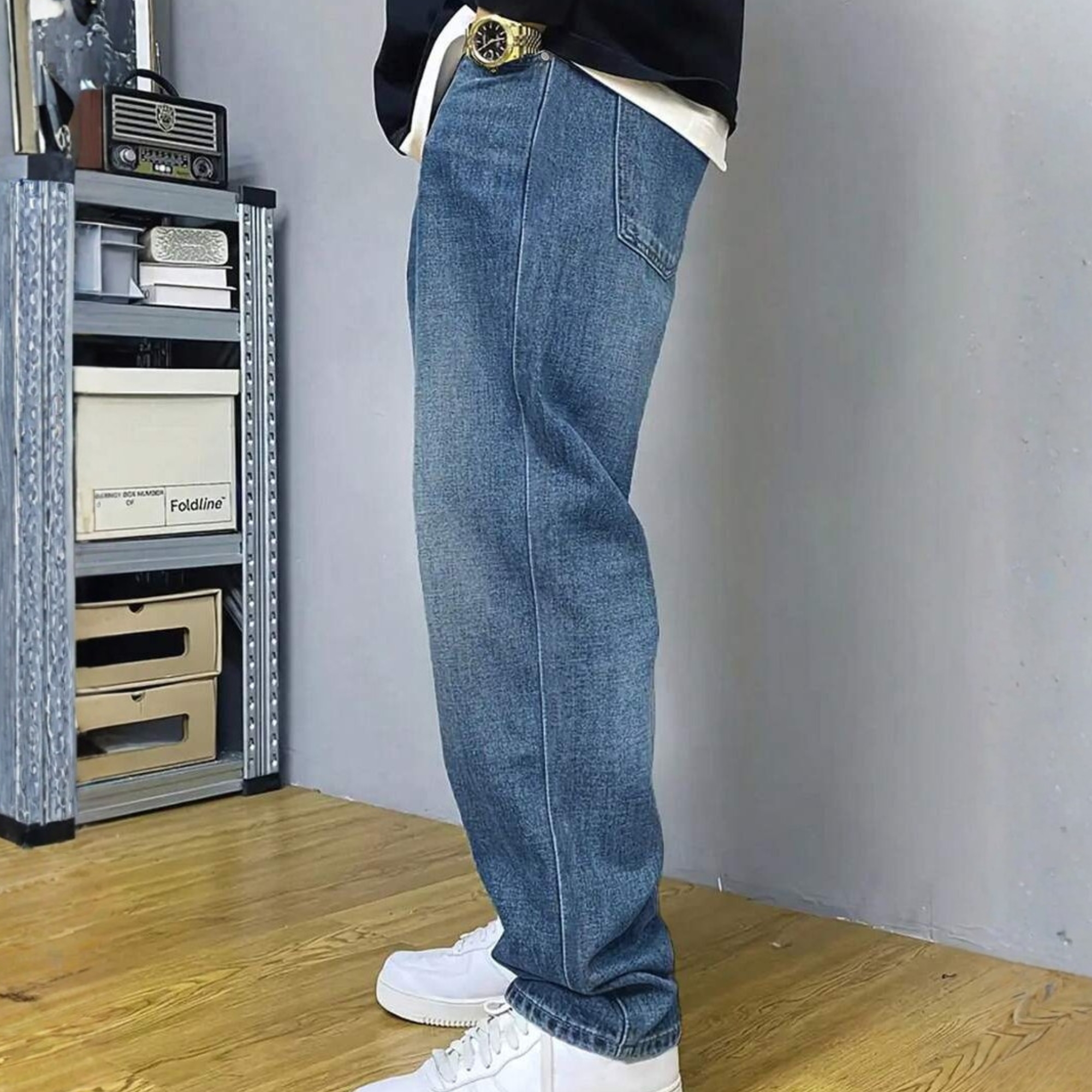 Washed Loose Straight Pants With Pockets For Men