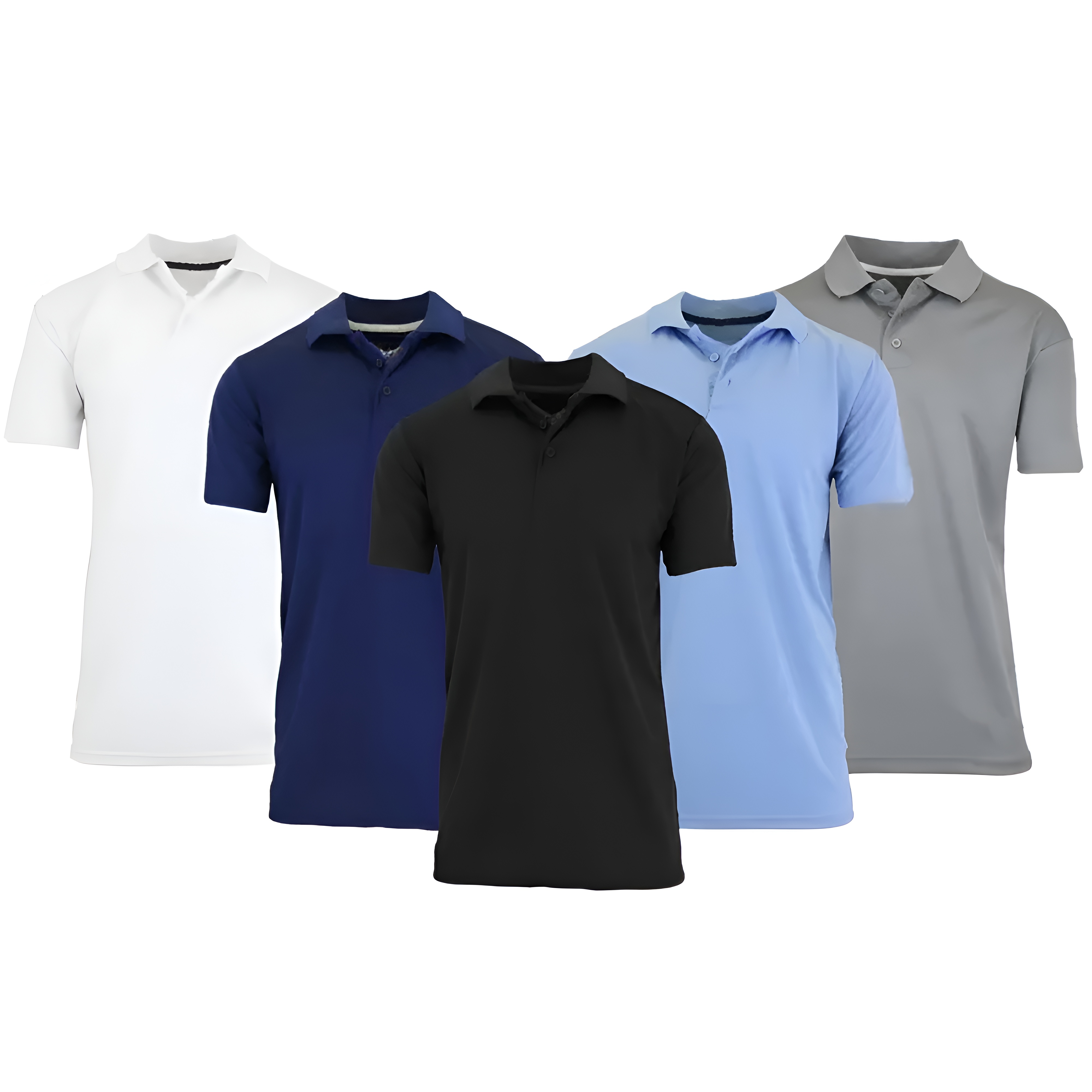 Pack Of 5 Dry Fit Moisture Wicking Polo T Shirts With Ribbed Sleeve For Men