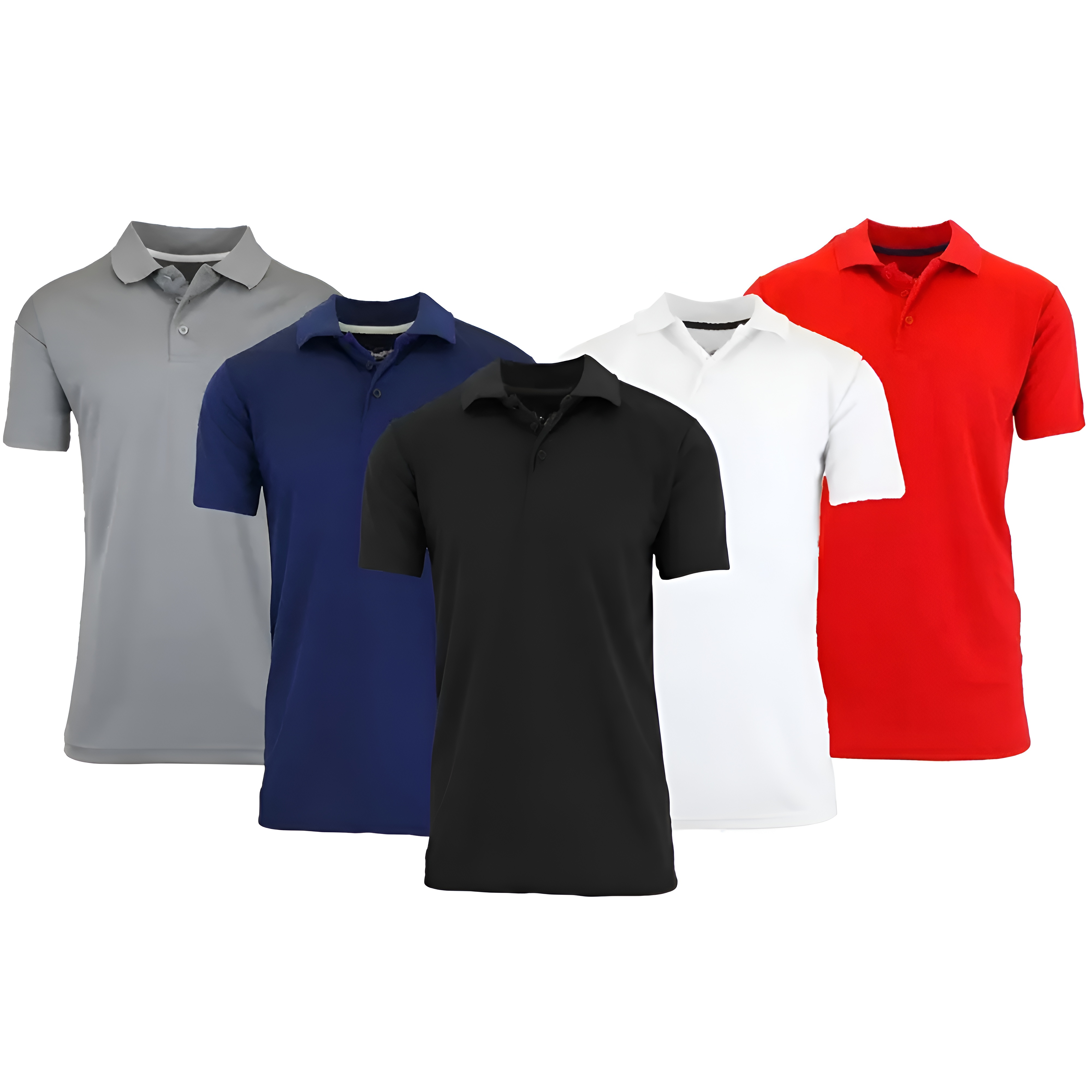 Pack Of 5 Dry Fit Moisture Wicking Polo T Shirts With Ribbed Sleeve For Men