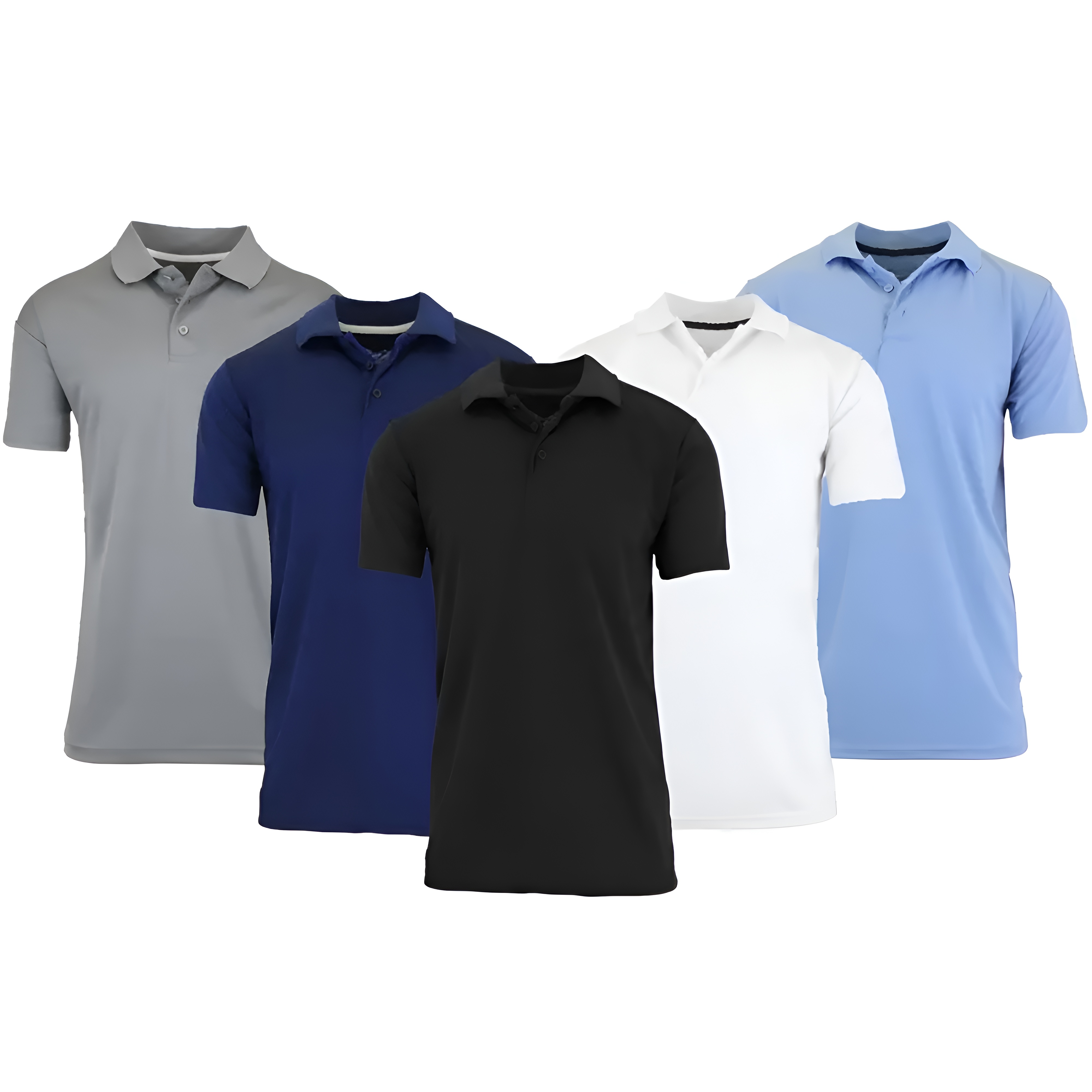 Pack Of 5 Dry Fit Moisture Wicking Polo T Shirts With Ribbed Sleeve For Men