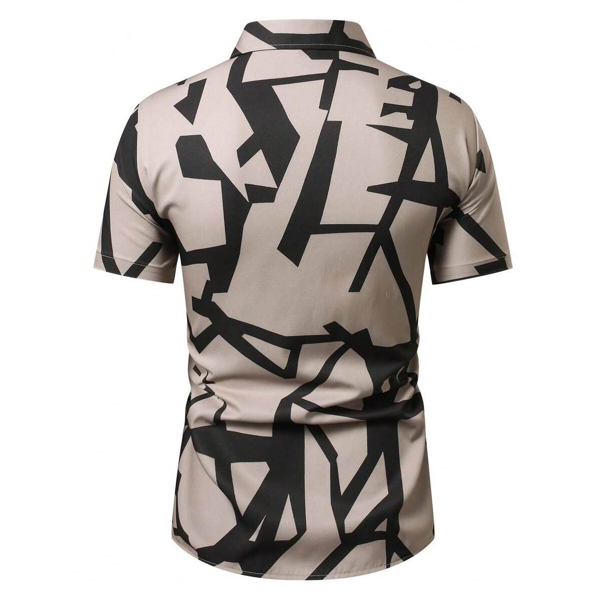 Casual Geometric Print Contrast Short Sleeve Shirt