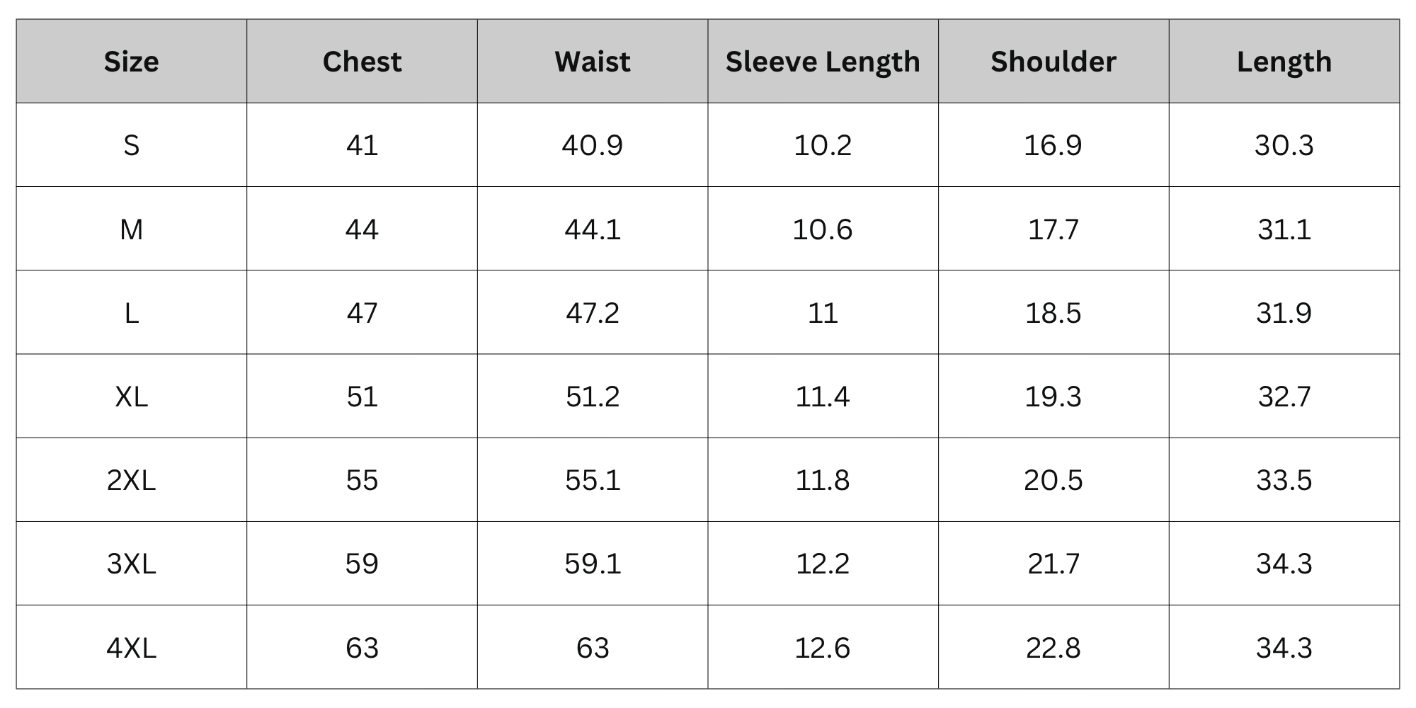 Size Chart