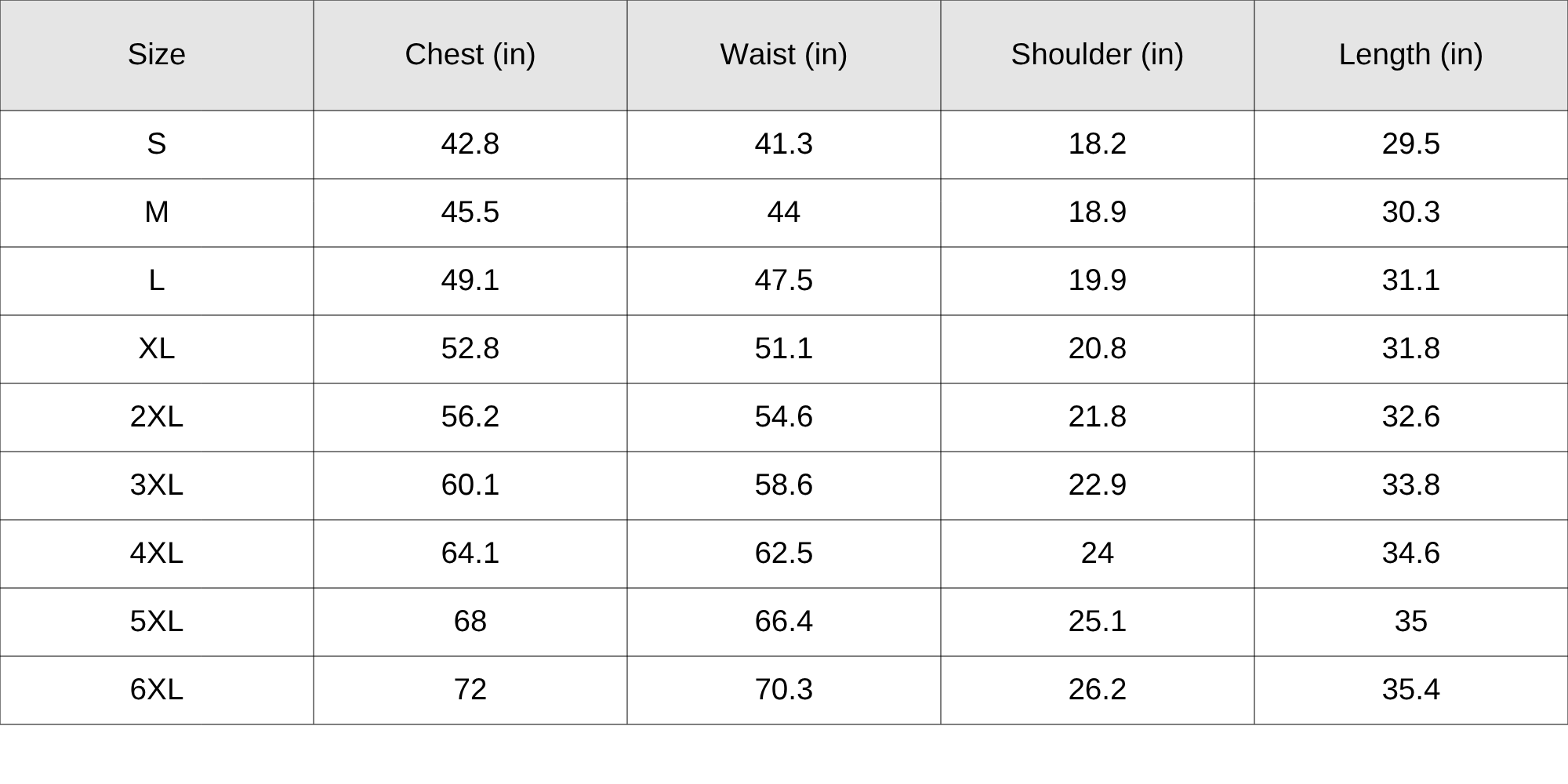 Size Chart
