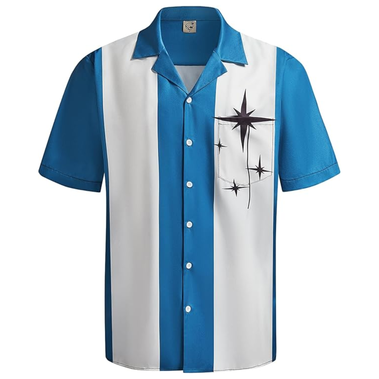 Retro Vintage Bowling Down Shirt With Pocket And Collar For Men