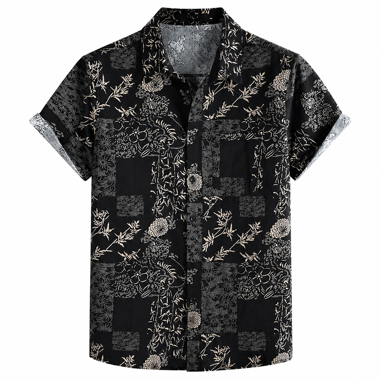 Printed Casual Short Sleeve Button Down Shirts For Men