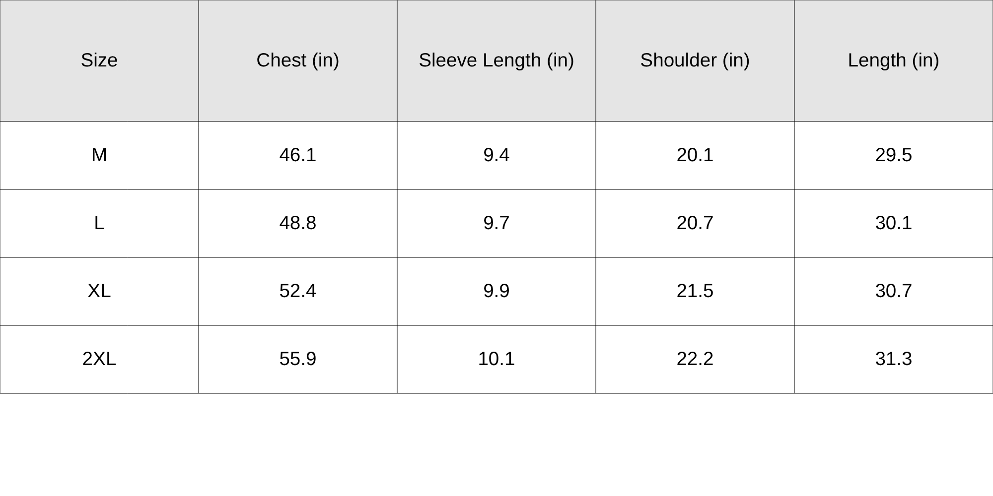 Size Chart