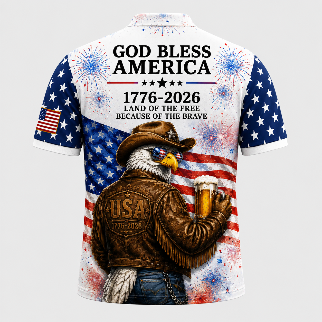 250th Anniversary Patriotic Graphic Short Sleeve Polo Shirt for Men