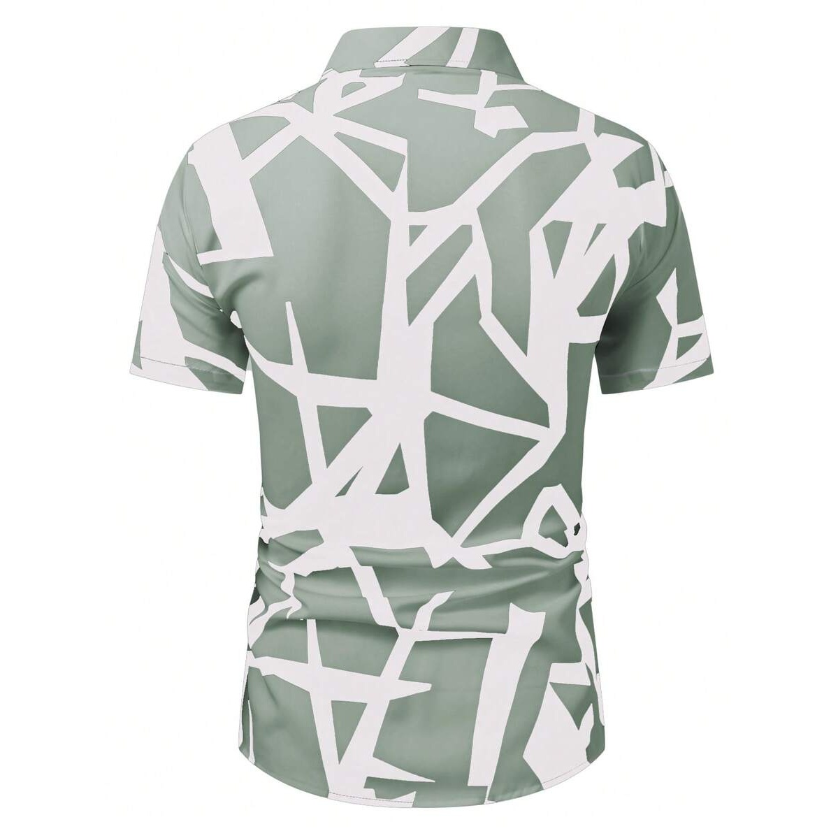 Casual Geometric Print Contrast Short Sleeve Shirt