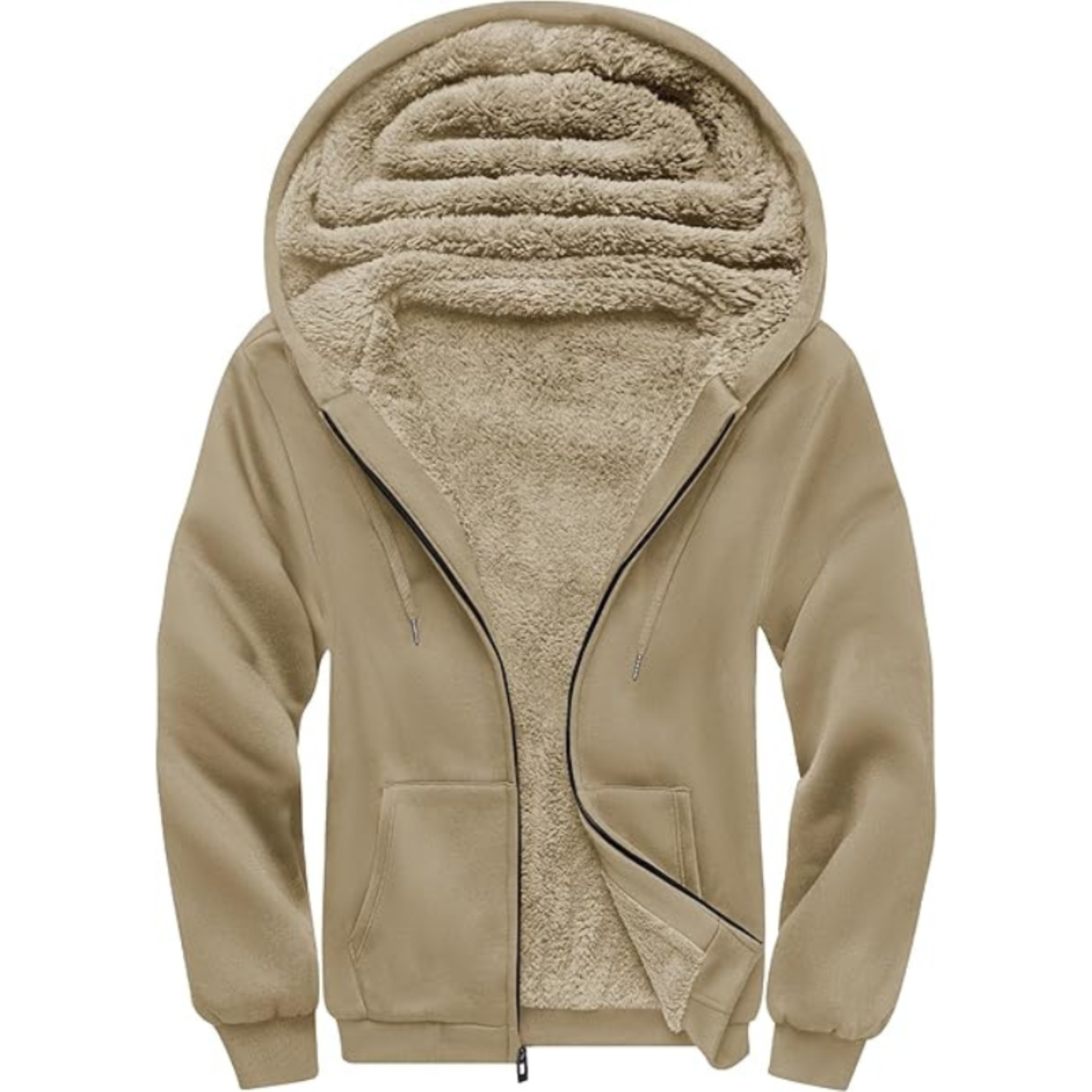 Heavyweight Sherpa Lined Zip Hoodie For Men