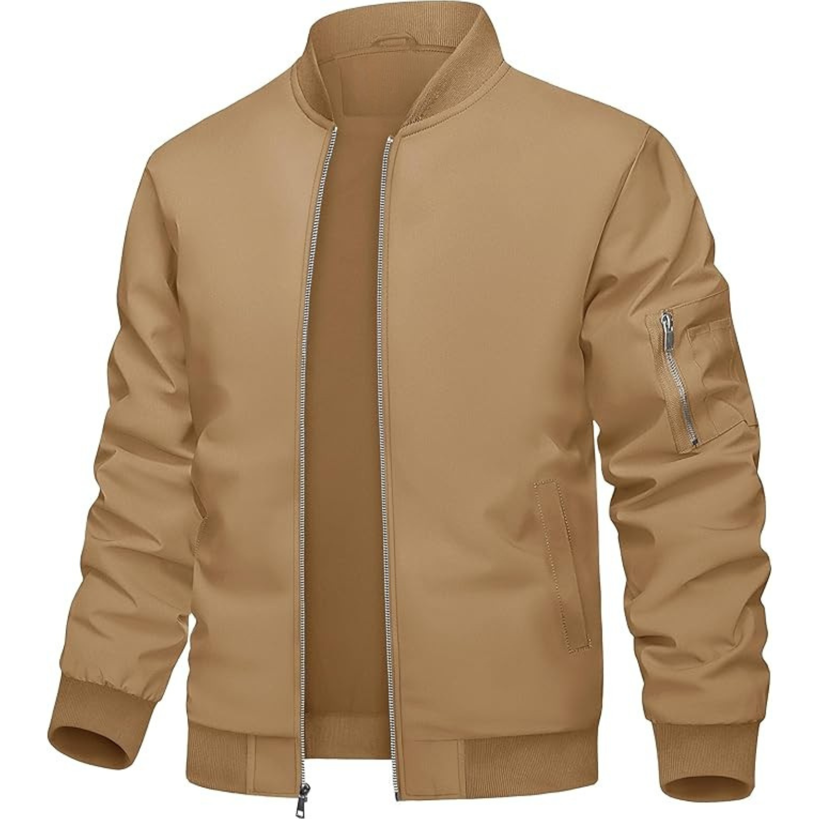 Lightweight Zip Up Bomber Jacket With Utility Pocket For Men