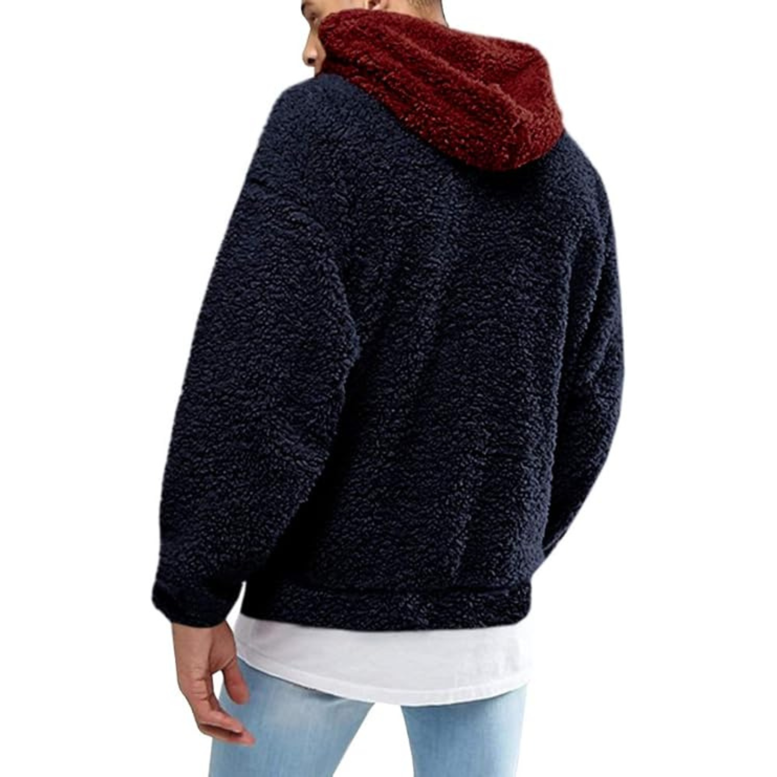 Sherpa Pullover Hooded Sweatshirt With Pocket For Men