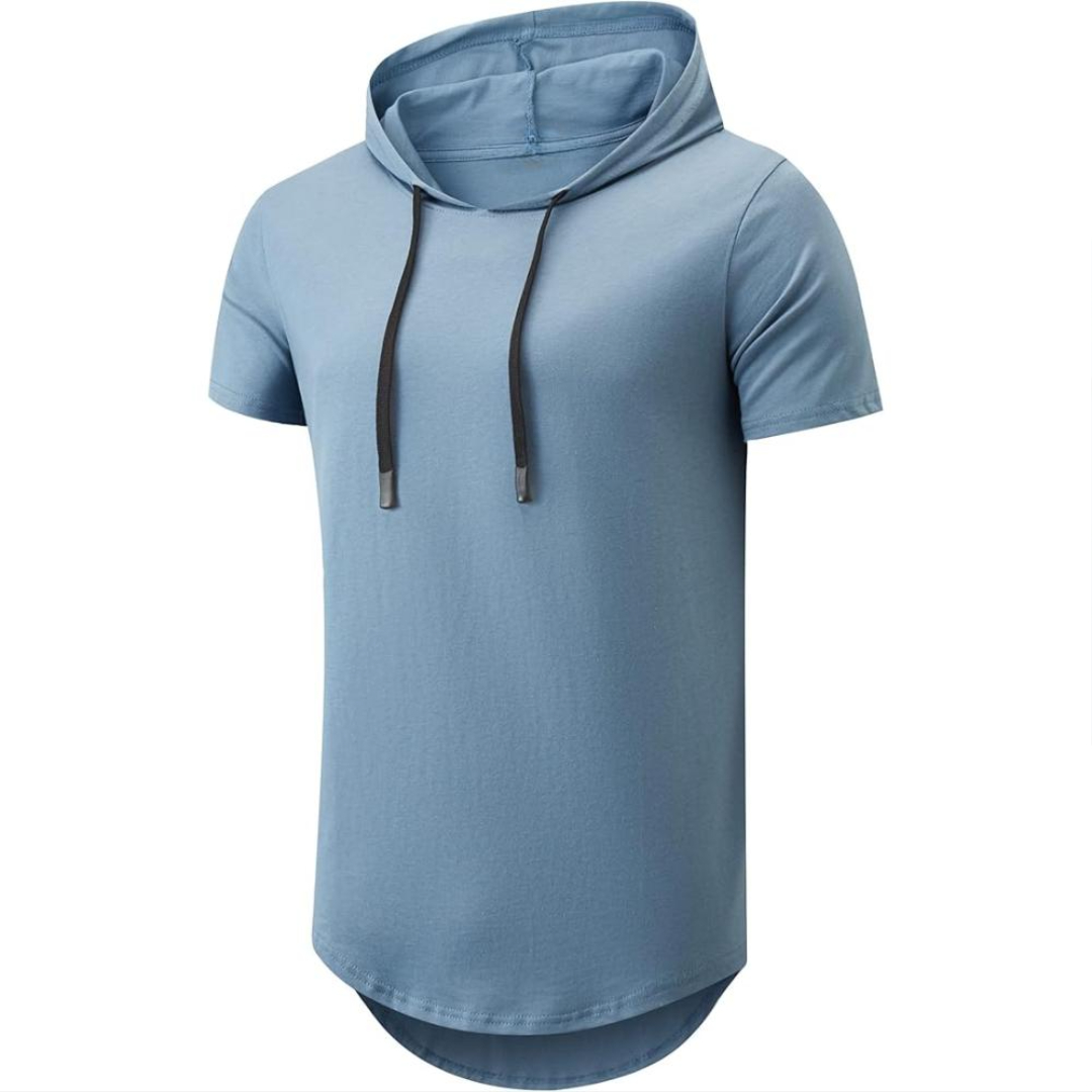 Men Cotton Short Sleeve Hooded T Shirt