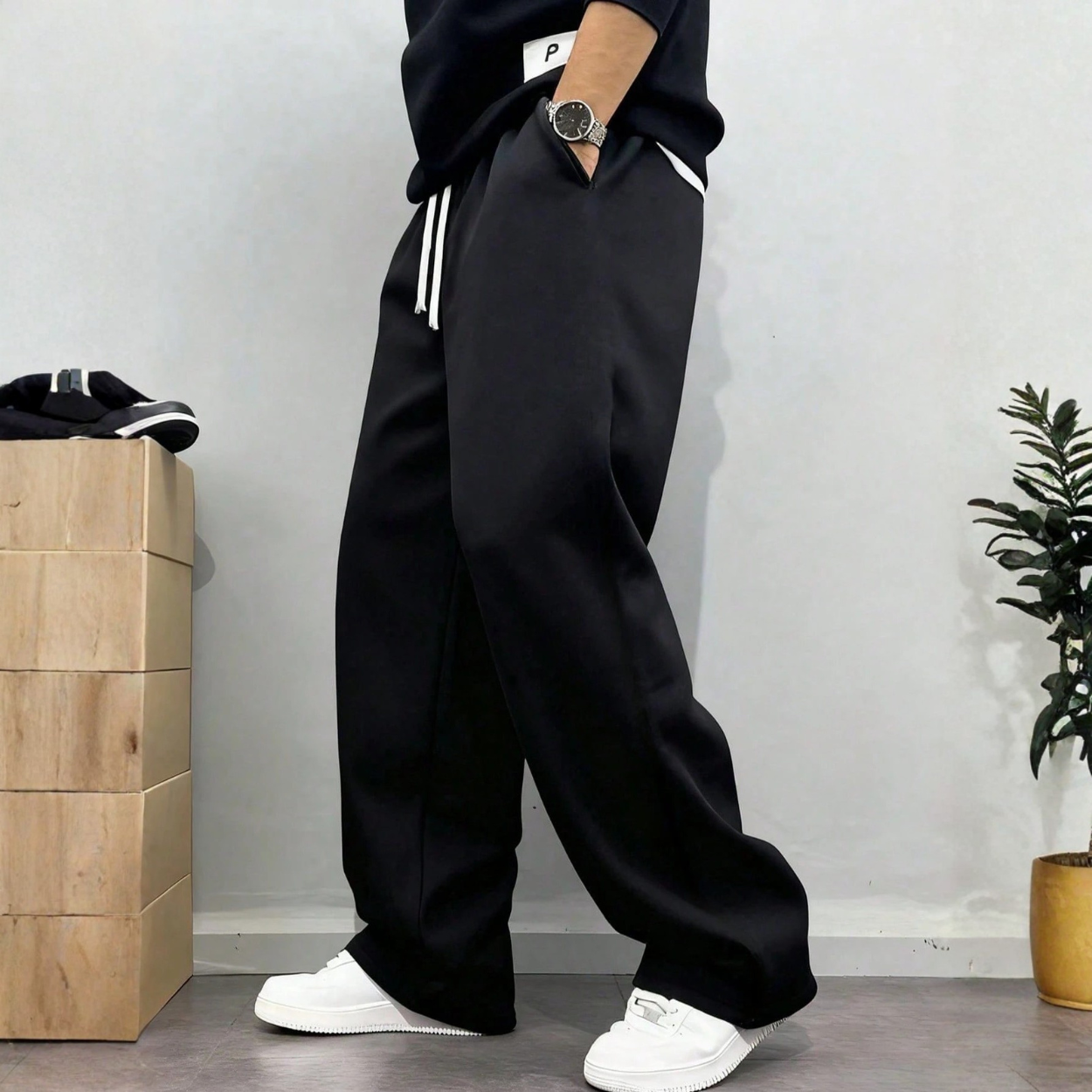 Loose Casual Wide Lounge Pants With Drawstring For Men