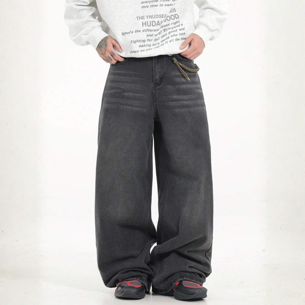 Loose Washed Denim Casual Baggy Wide Jeans