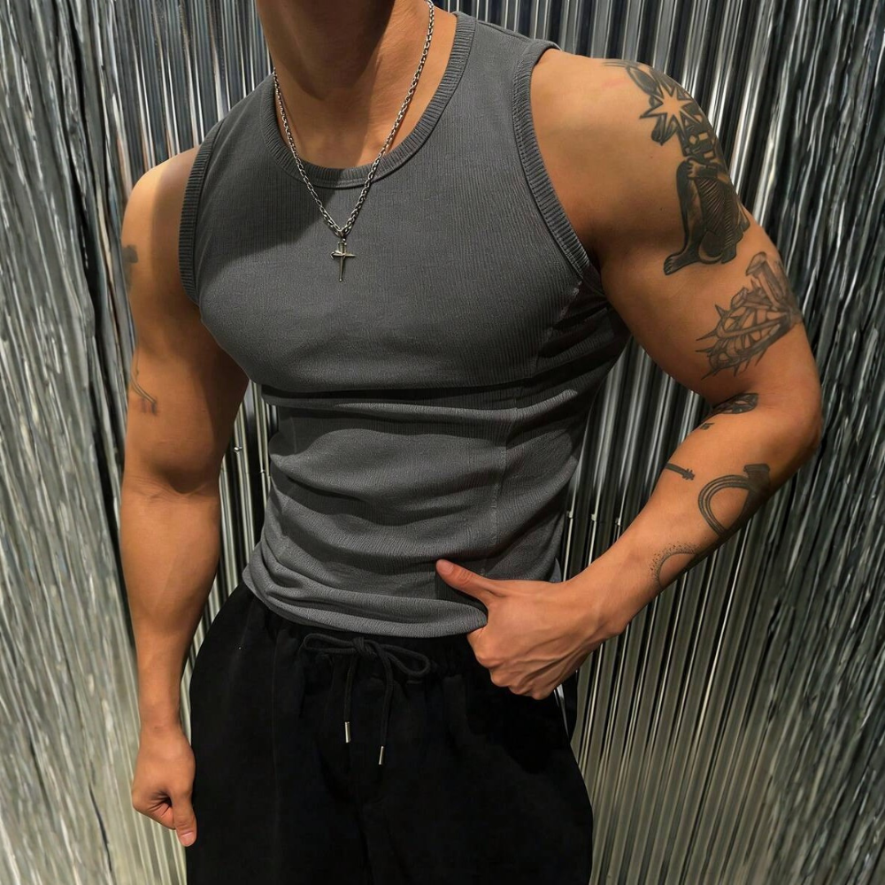 Solid Color Sleeveless Casual Tank Top For Men