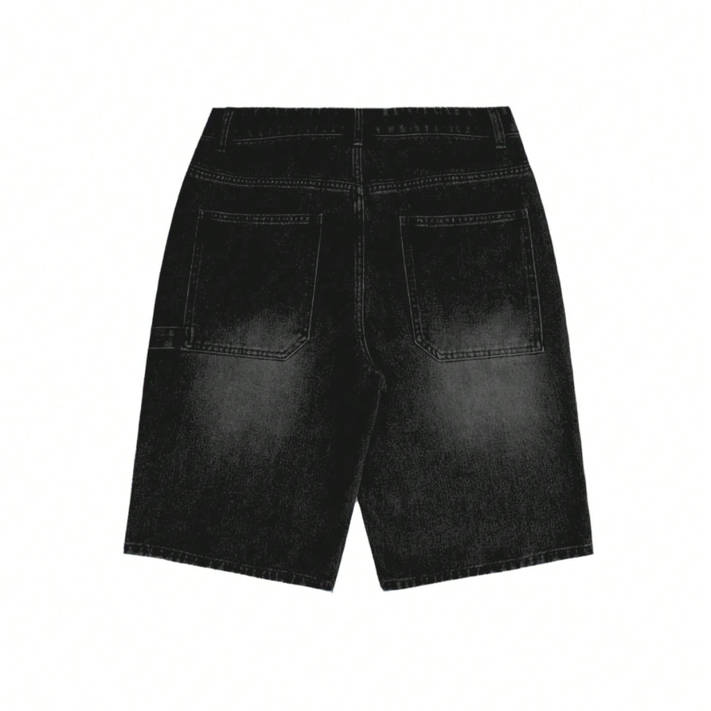 Emo Style Loose Fit Denim Bermuda Shorts For Men