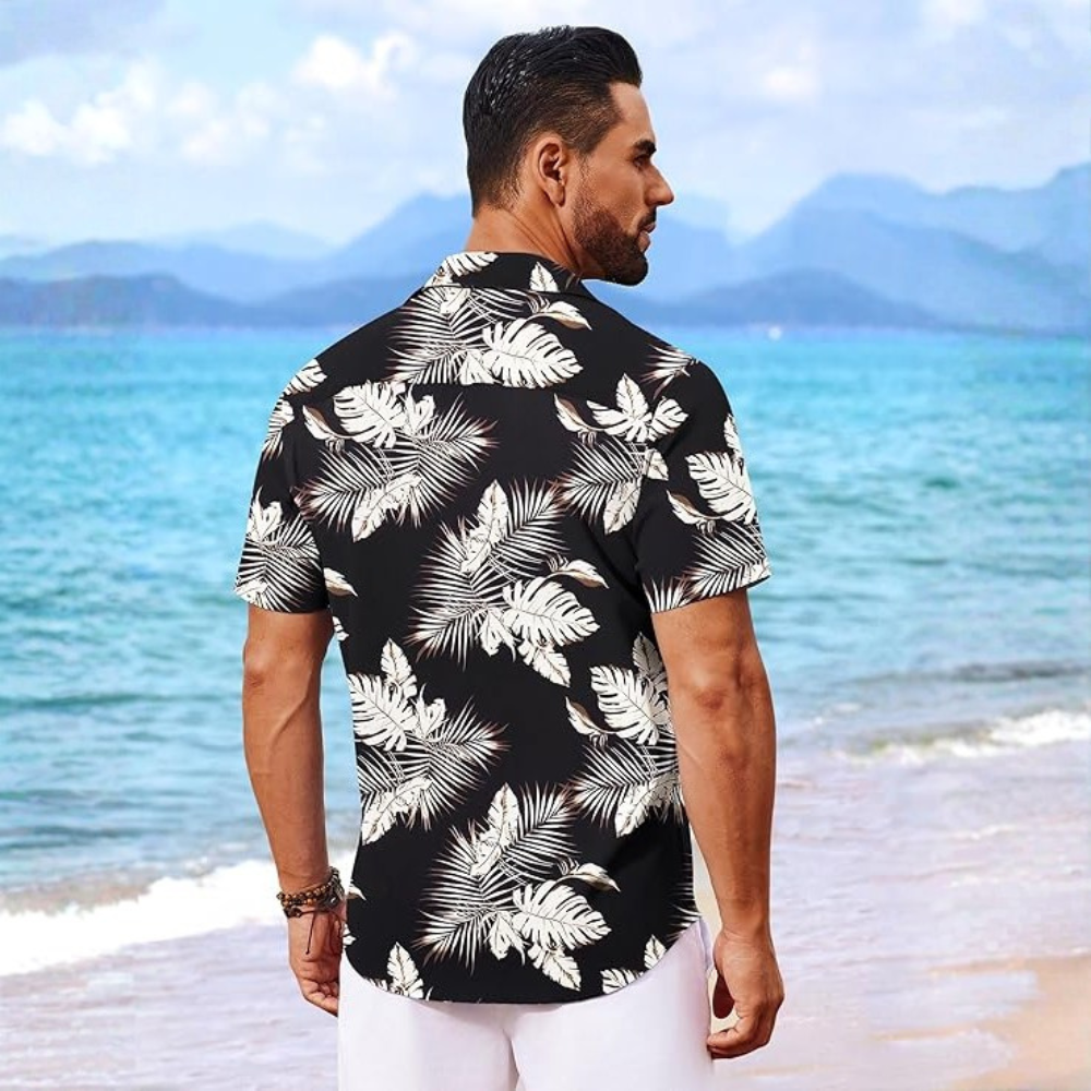 Floral Short Sleeve Button Front Hawaiian Shirt For Men