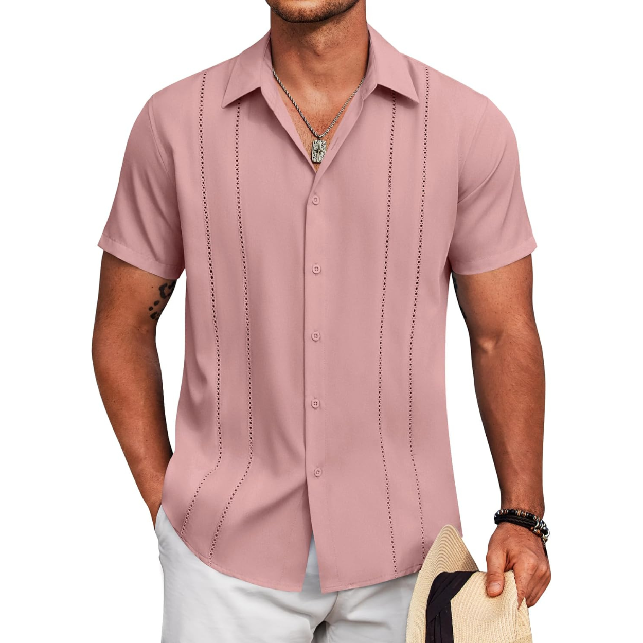 Summer Beach Guayabera Button Down Shirt