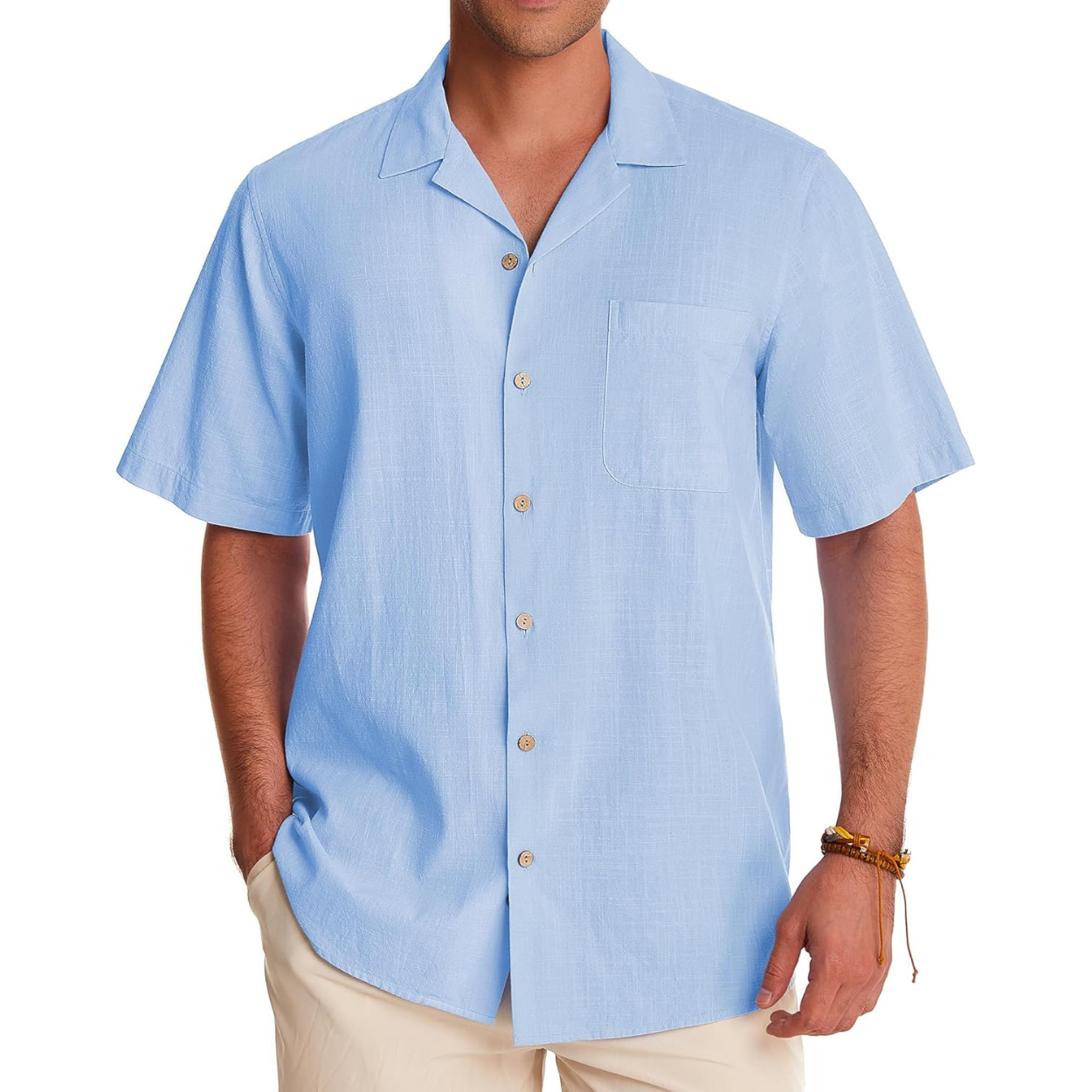 Casual Short Sleeve Hawaiian Button Down Shirt For Men