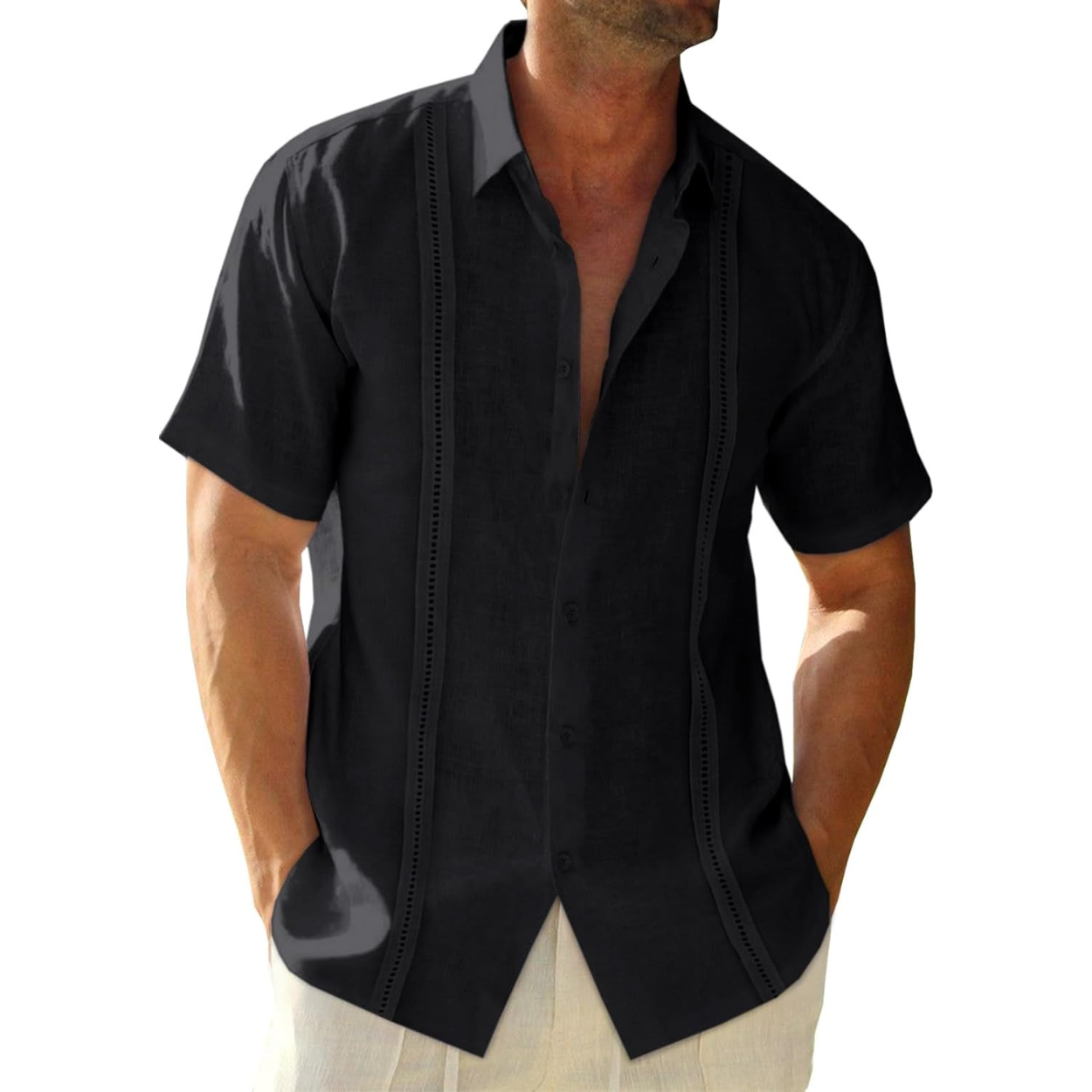 Casual Cuban Guayabera Short Sleeve Shirt For Men