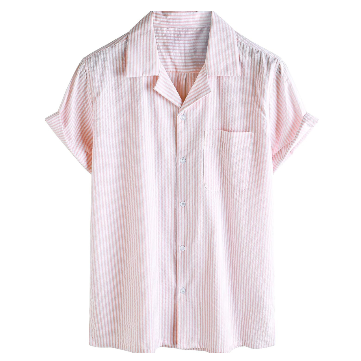 Striped Short Sleeve Button Down Shirt For Men