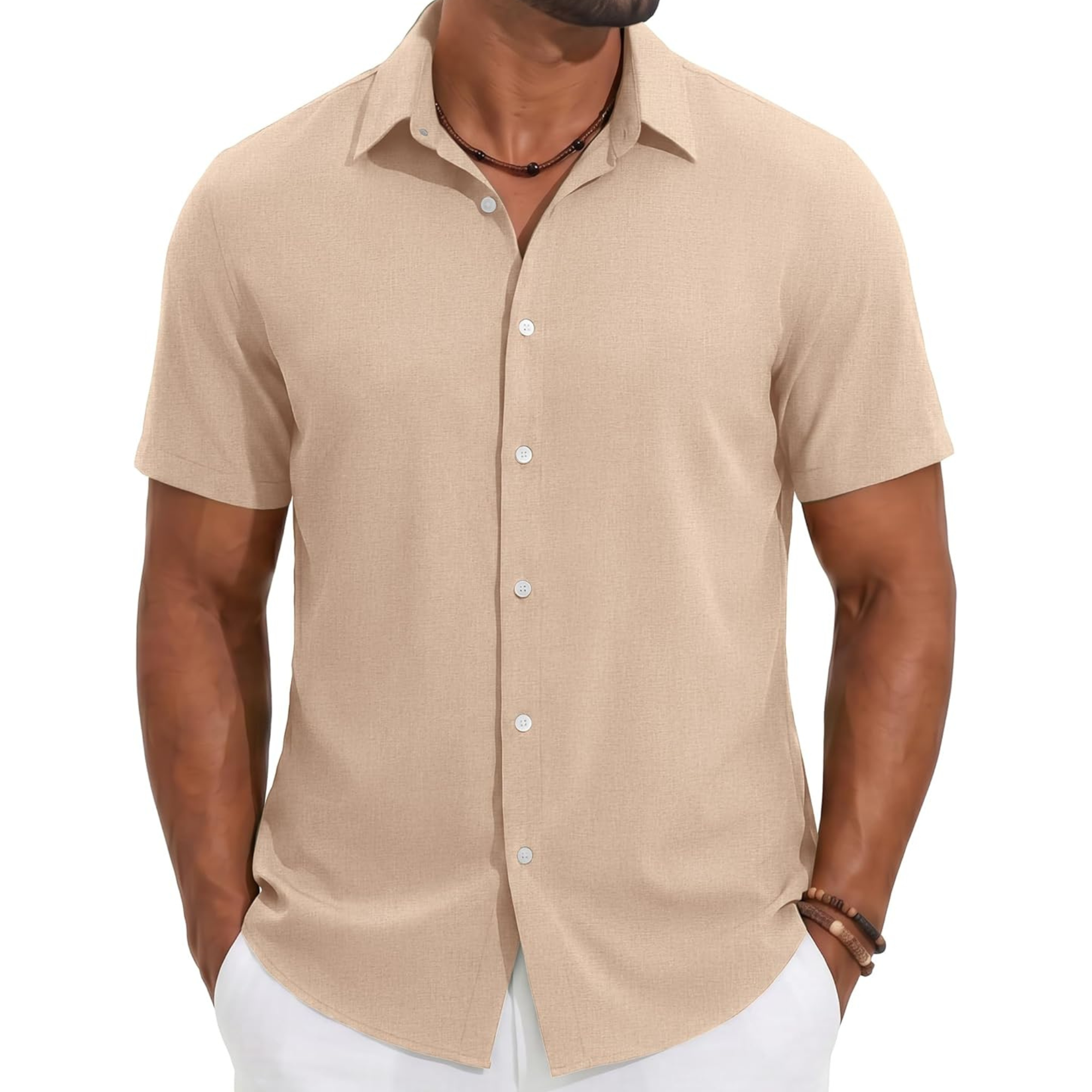 Casual Lightweight Linen Beach Button Down Summer Shirt