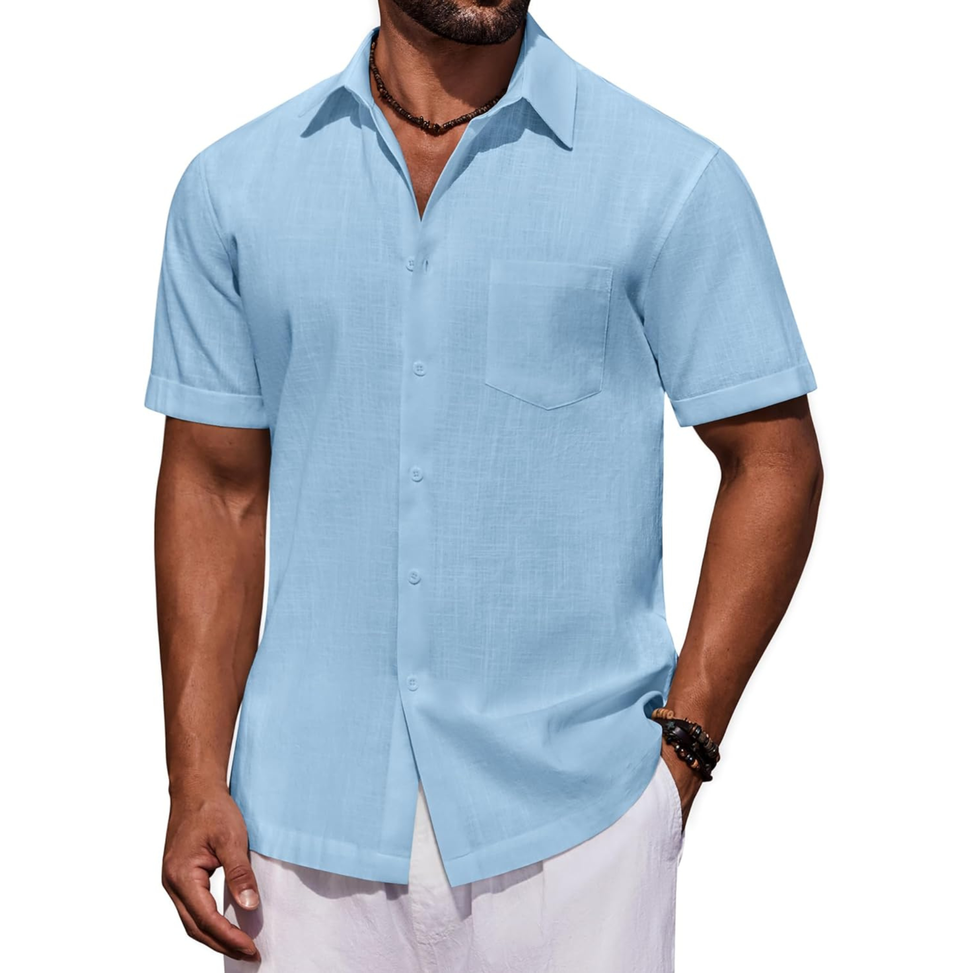 Casual Cotton Linen Summer Beach Button Shirts
