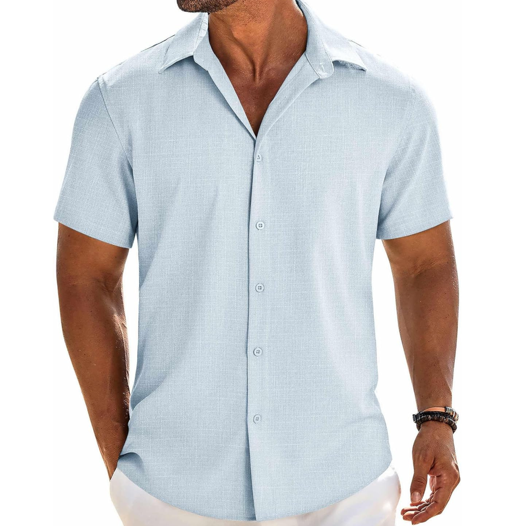 Casual Button Down Linen Summer Beach Shirt