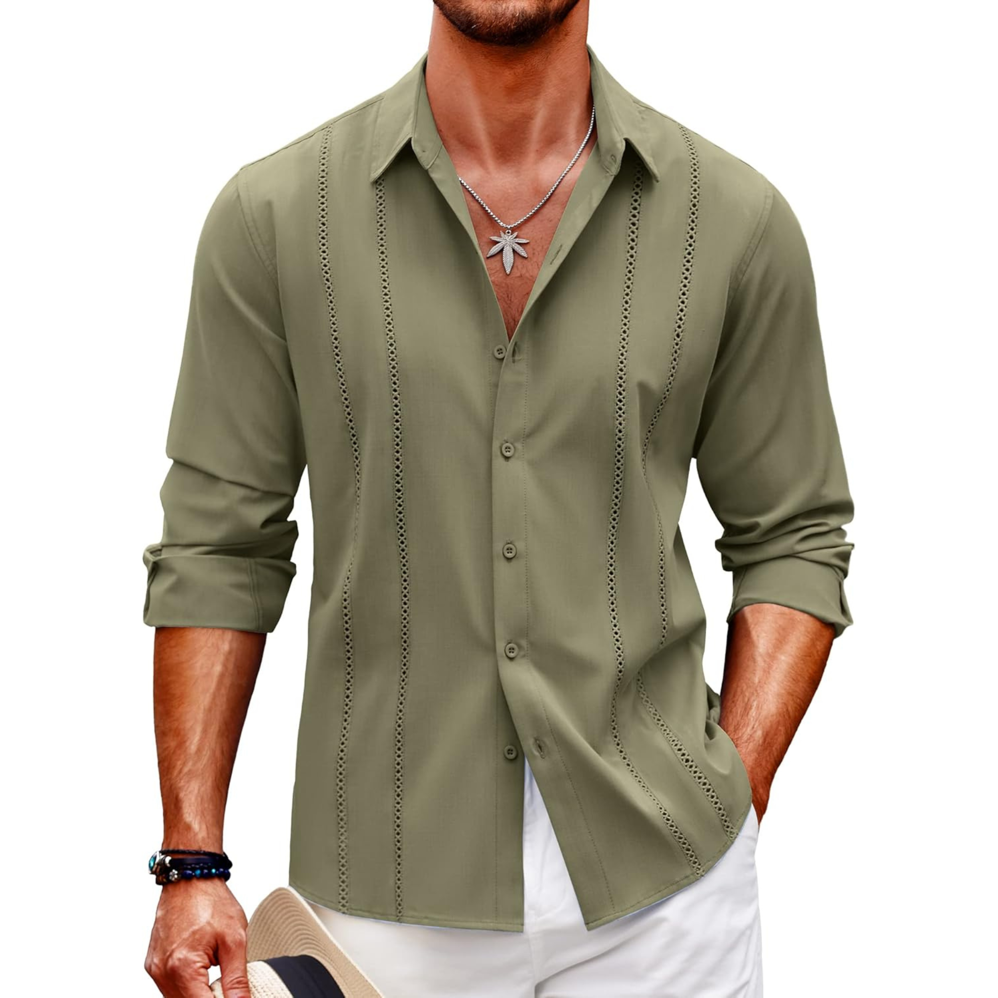 Long Sleeve Cuban Beach Button Shirt